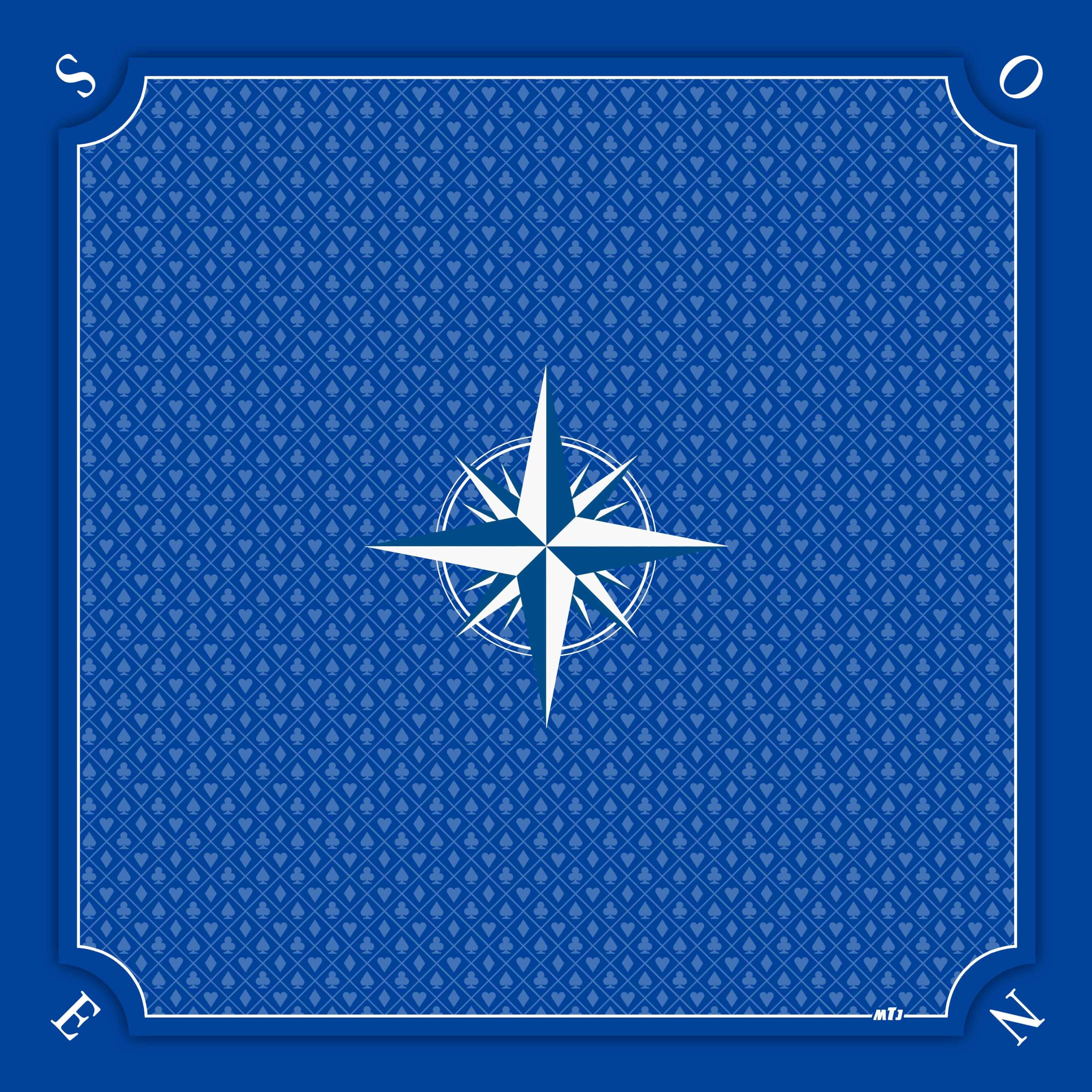 MTJ® Tapis Tarot Prestige Rose des Vents (Bleu) 60x 60 cm - Jersey néoprène - Fabriqué en France