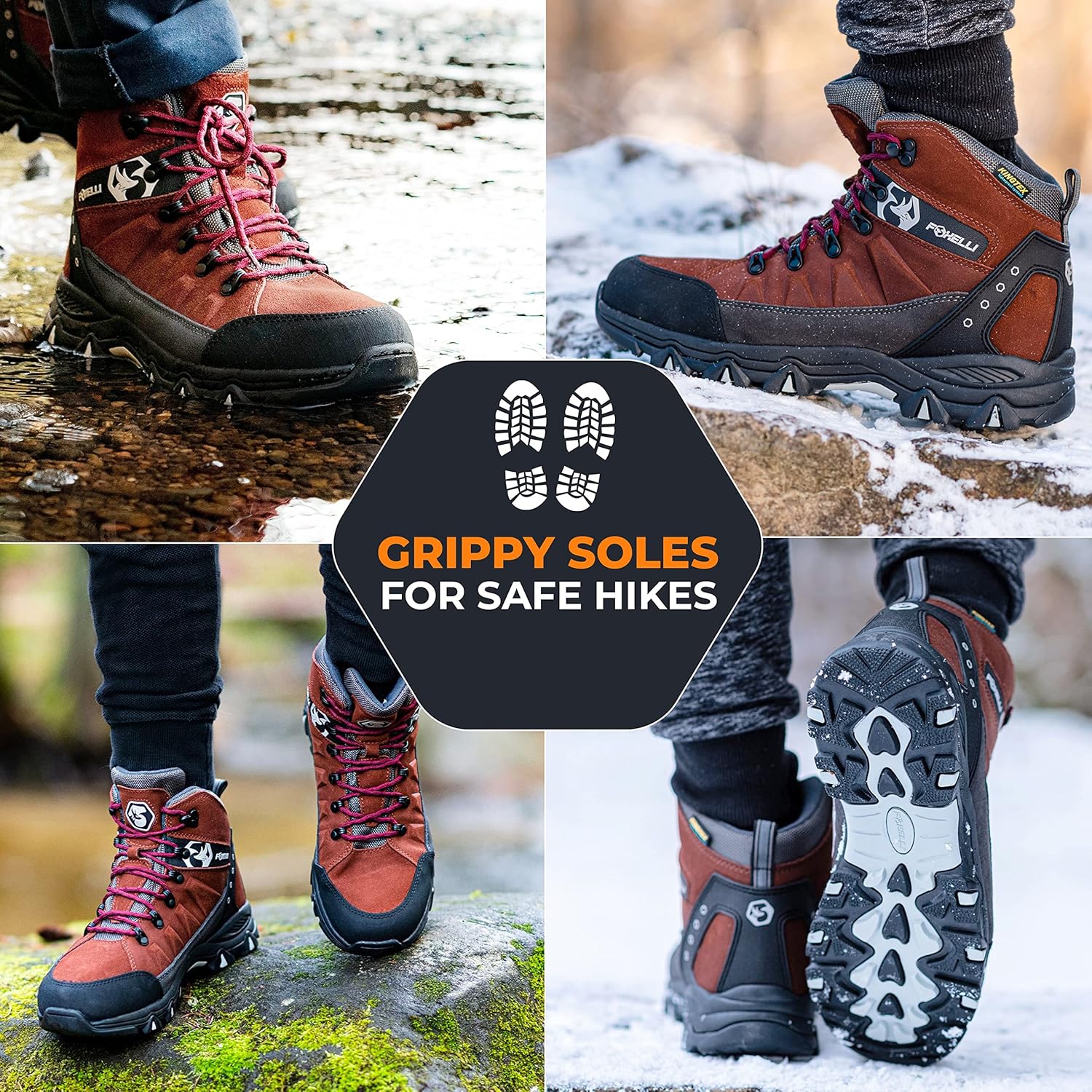 Foxelli Men’s Hiking Boots – Waterproof Breathable & Lightweight Suede Leather Hiking Boots for Men - Image 2