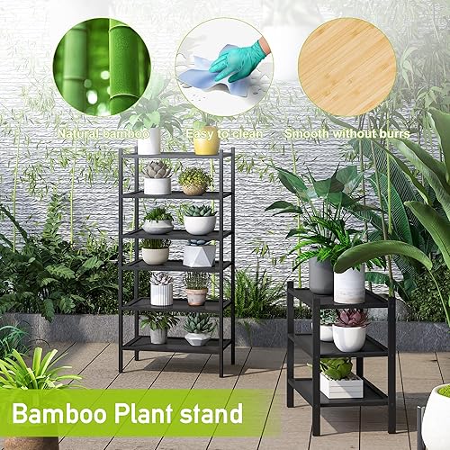 Miniatura 5 de BMOSU Zapatero pequeño de bambú de 3 niveles para entrada, zapatero de pie libre, estante apilable de alta calidad, organizador de almacenamiento