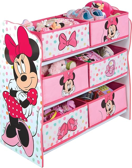 Disney Minnie Mouse Kids Bedroom Toy Storage Unit with 6 Bins by HelloHome, White