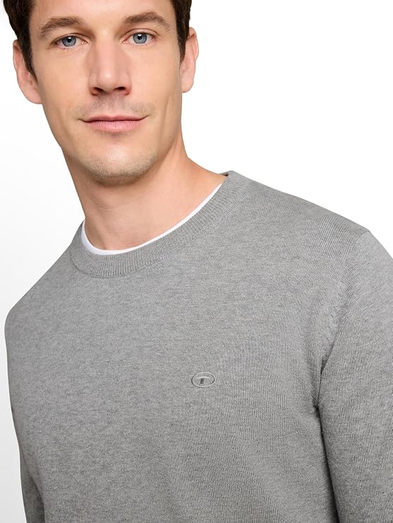 TOM TAILOR Men's Basic Knitted Jumper with Crew Neck