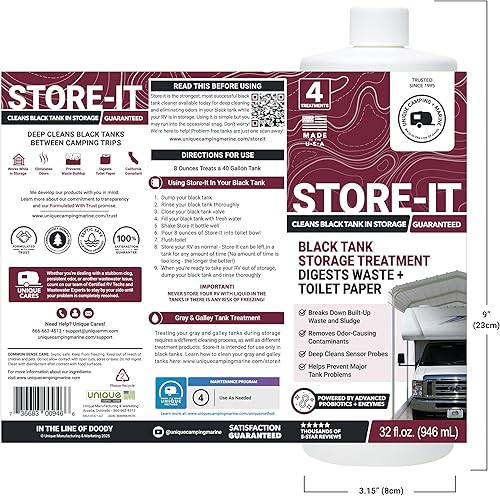 Miniatura 2 de Unique Store-It - Líquido limpiador de tanques negro RV – Limpia y desodoriza tanques mientras RV está en almacenamiento a corto o largo plazo, 4