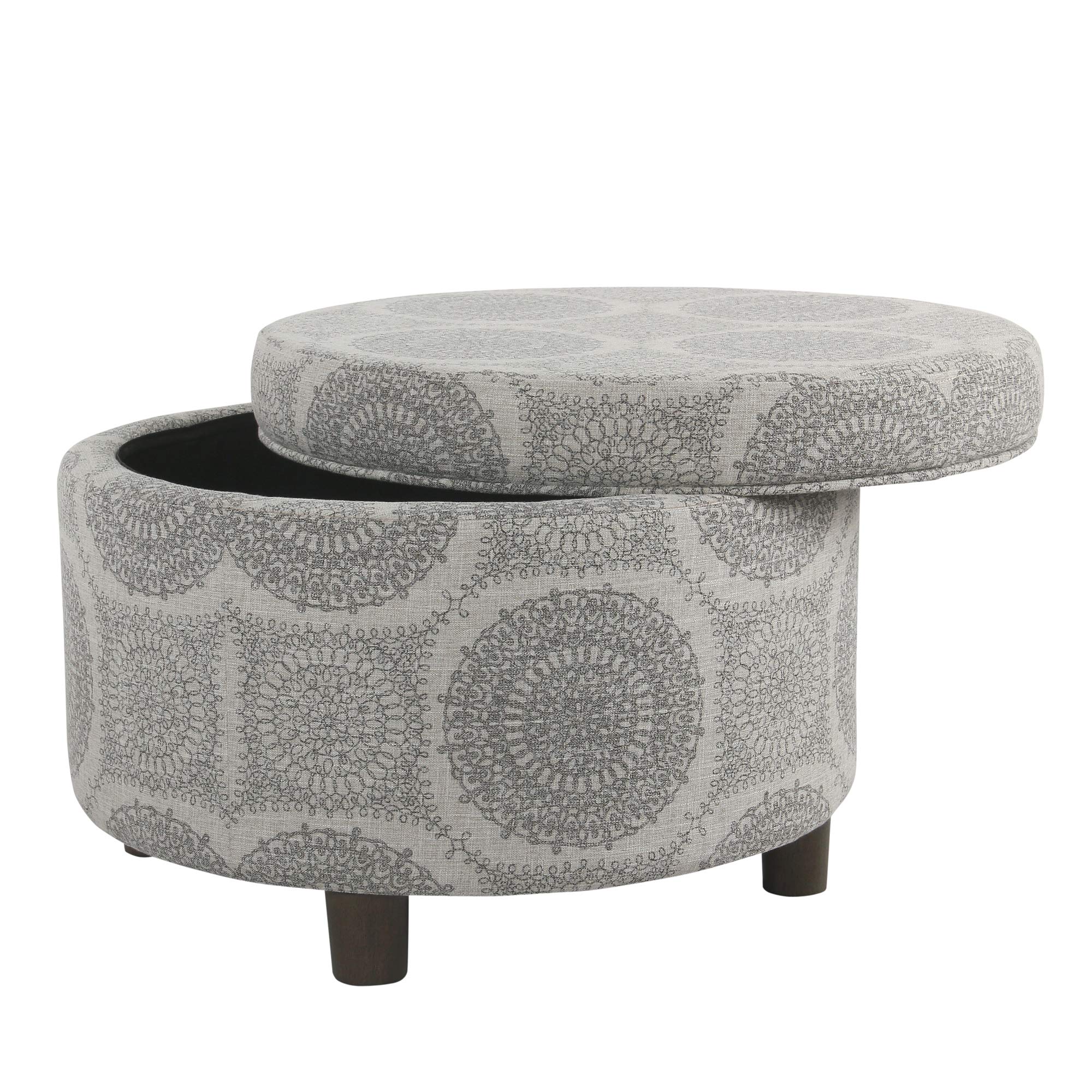 Amazon.com: Homepop Home Decor | Upholstered Round Storage Ottoman 