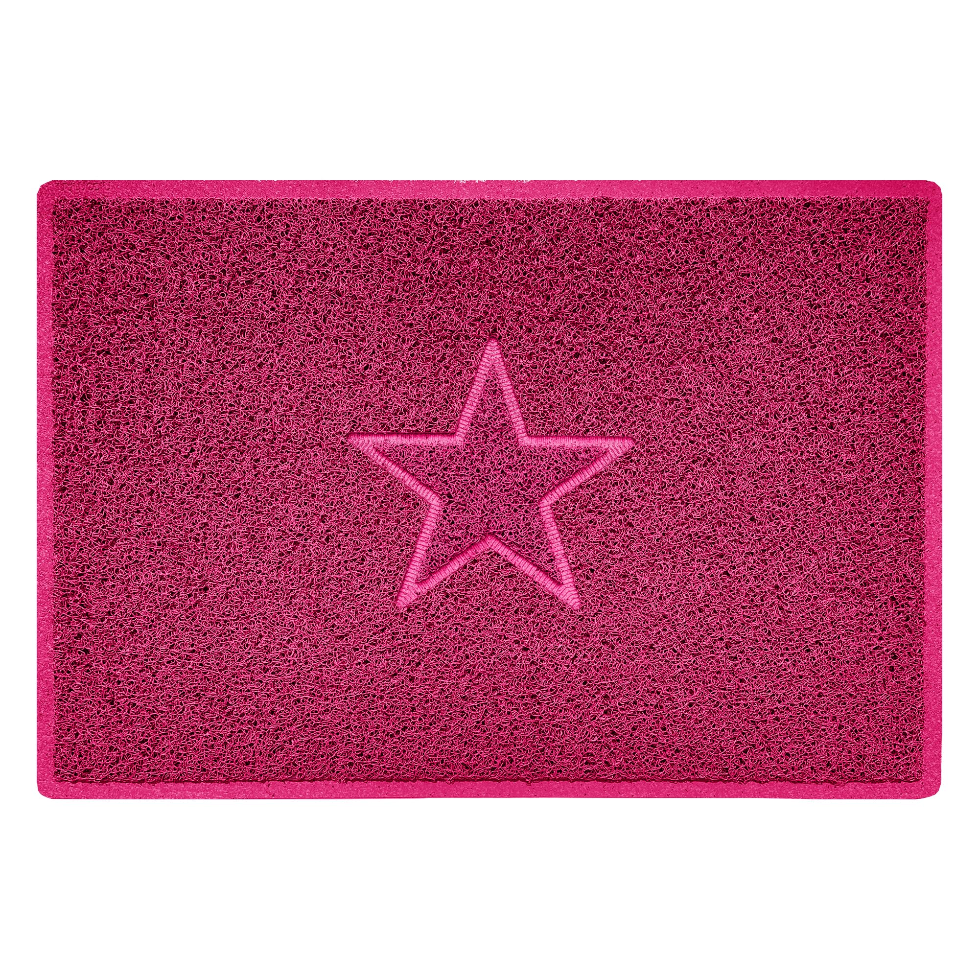 Nicoman Pink Star Shape Embossed Entrance Door Mat Non Slip Dirt Trapper Pvc Spaghetti Mat With Rubber Base, Jet Washable Quick Drying Doormat Indoor Or Outdoor - (Large, 90 X 60Cm)