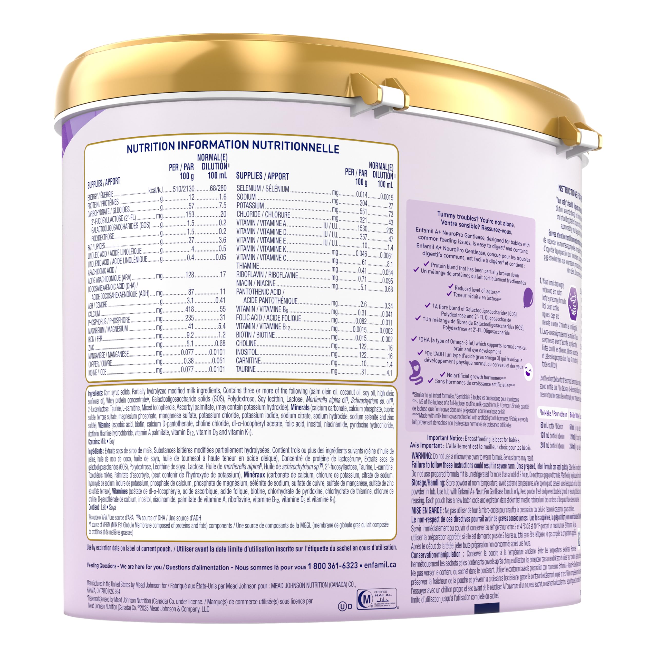 Enfamil A+ NeuroPro Gentlease, Baby Formula, Powder Tub, with Brain Building DHA, 0+ Months, 553g - 3