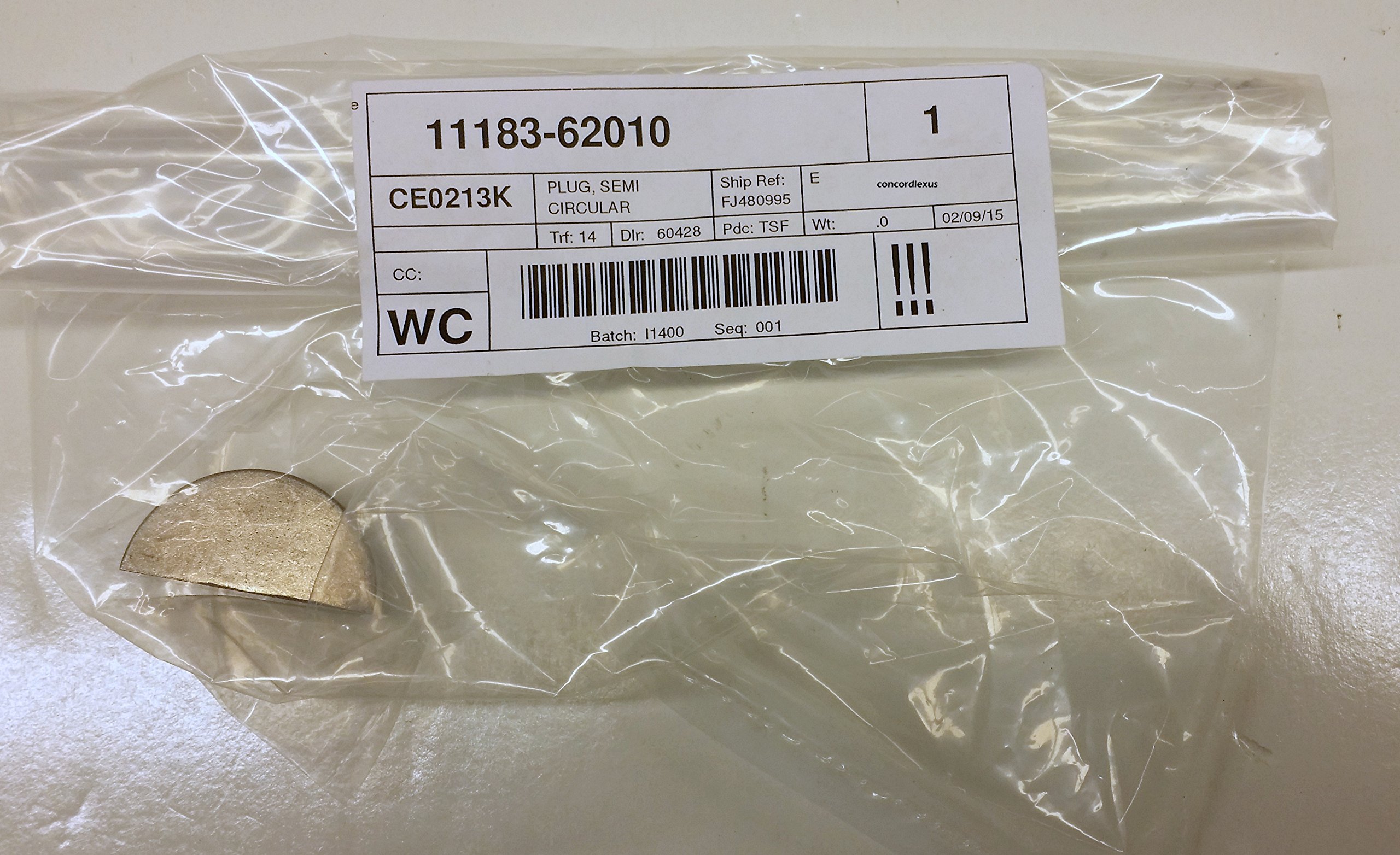 Amazon.com: TOYOTA Genuine Parts - Plug, Semicircular (11183-62010 