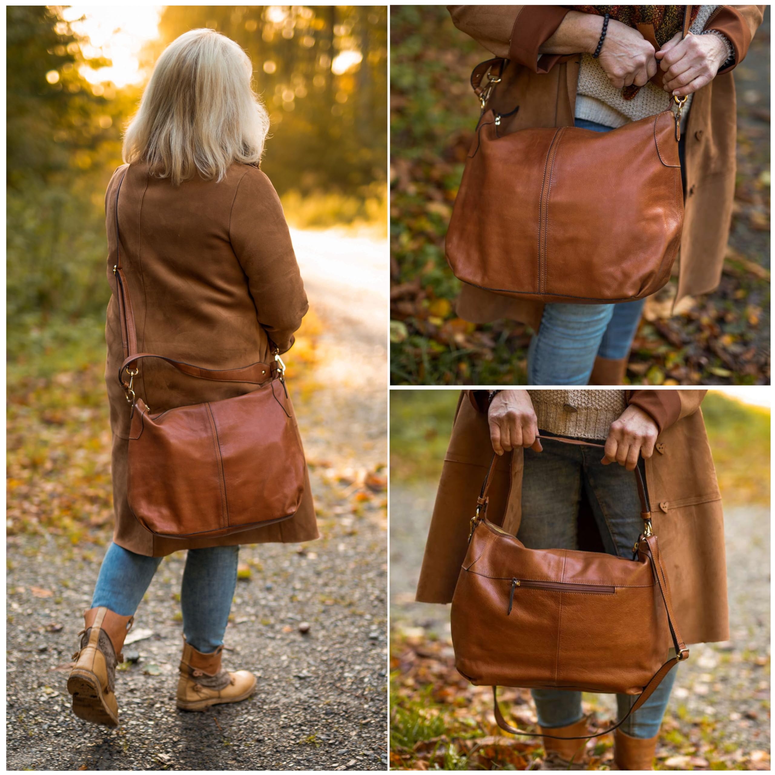 Gusti Shopper Leder - Hannah Damen Handtasche Umhängetasche Riementasche Schultertasche Unitasche Bag Shopping Tasche Ledertasche Leder