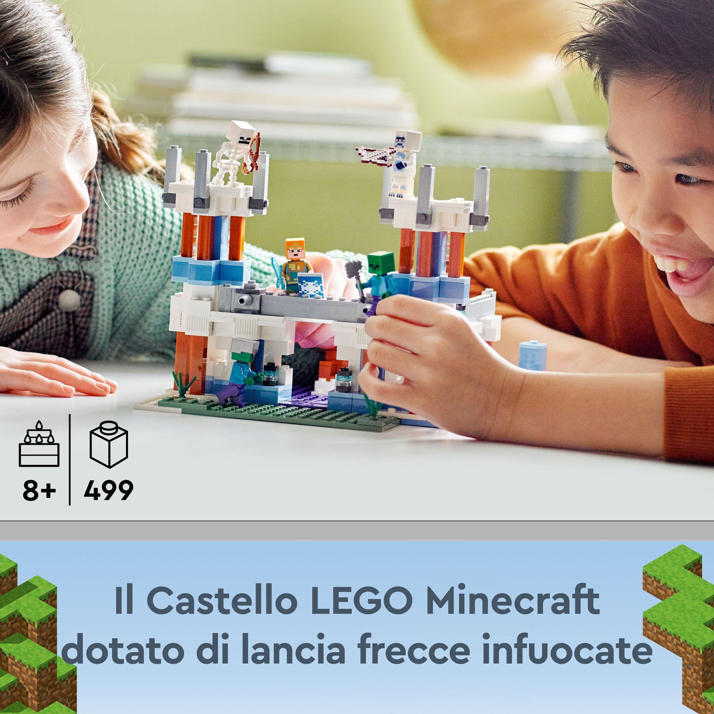 LEGO Minecraft Il Castello di Ghiaccio, Giocattoli Creativi da Costruire con Figure di Zombie e Scheletri, Personaggi del Videogioco, Giochi per Bambini e Bambine da 8 Anni in su, Idee Regalo 21186