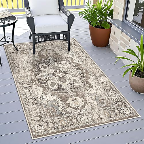 YOUFORTONG Washable 3x5 Area Rugs: Rugs for Living Room Ultra Soft Carpet for Bedroom Waterproof Rug Non Slip Rugs for Hardwood Floors (Beige, 3x5)