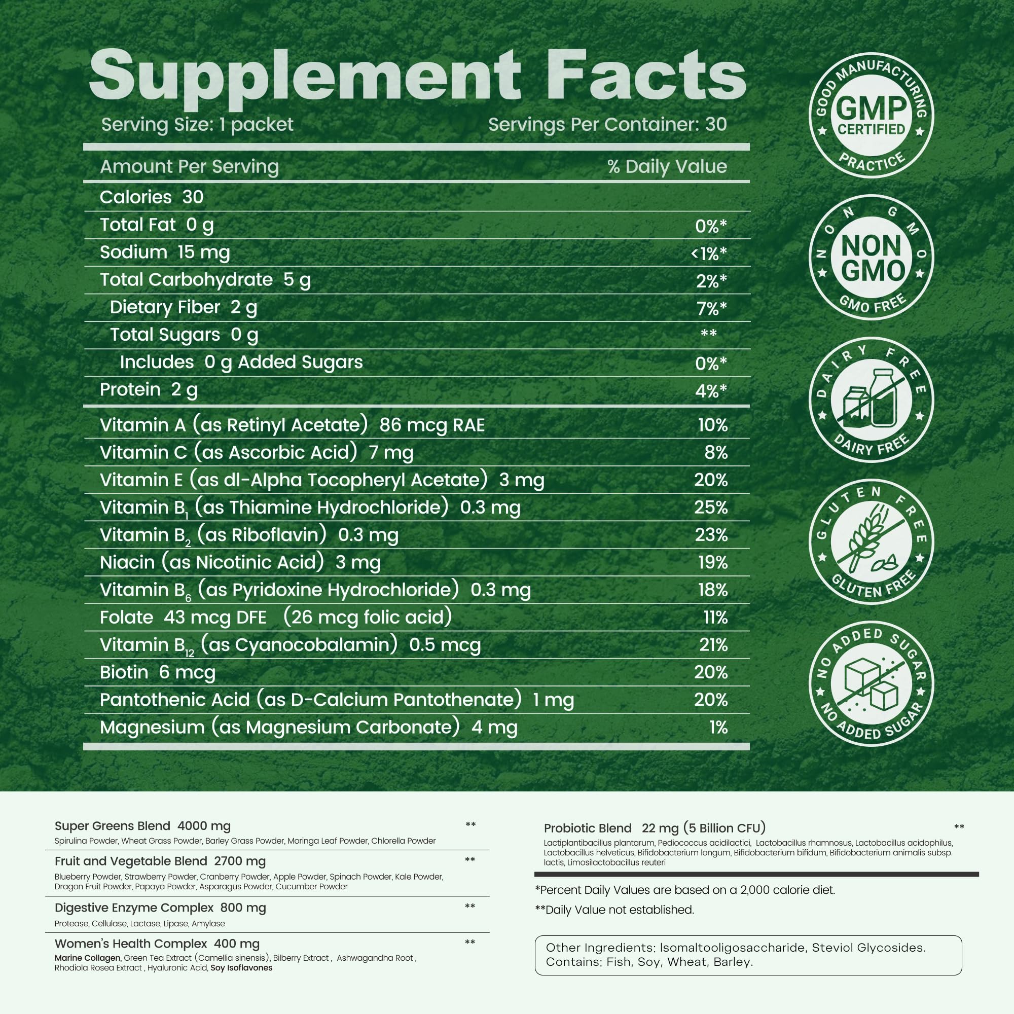 inGreens Super Greens Powder, Superfoods, 0 Sugar, 30 Packets — Amazon image 2