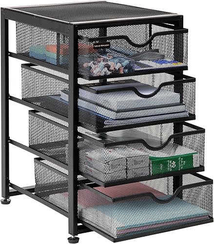 Mind Reader Cajones de almacenamiento de archivos, organizador de escritorio, almacenamiento de archivos, oficina, malla de metal, 10.25 pulgadas de