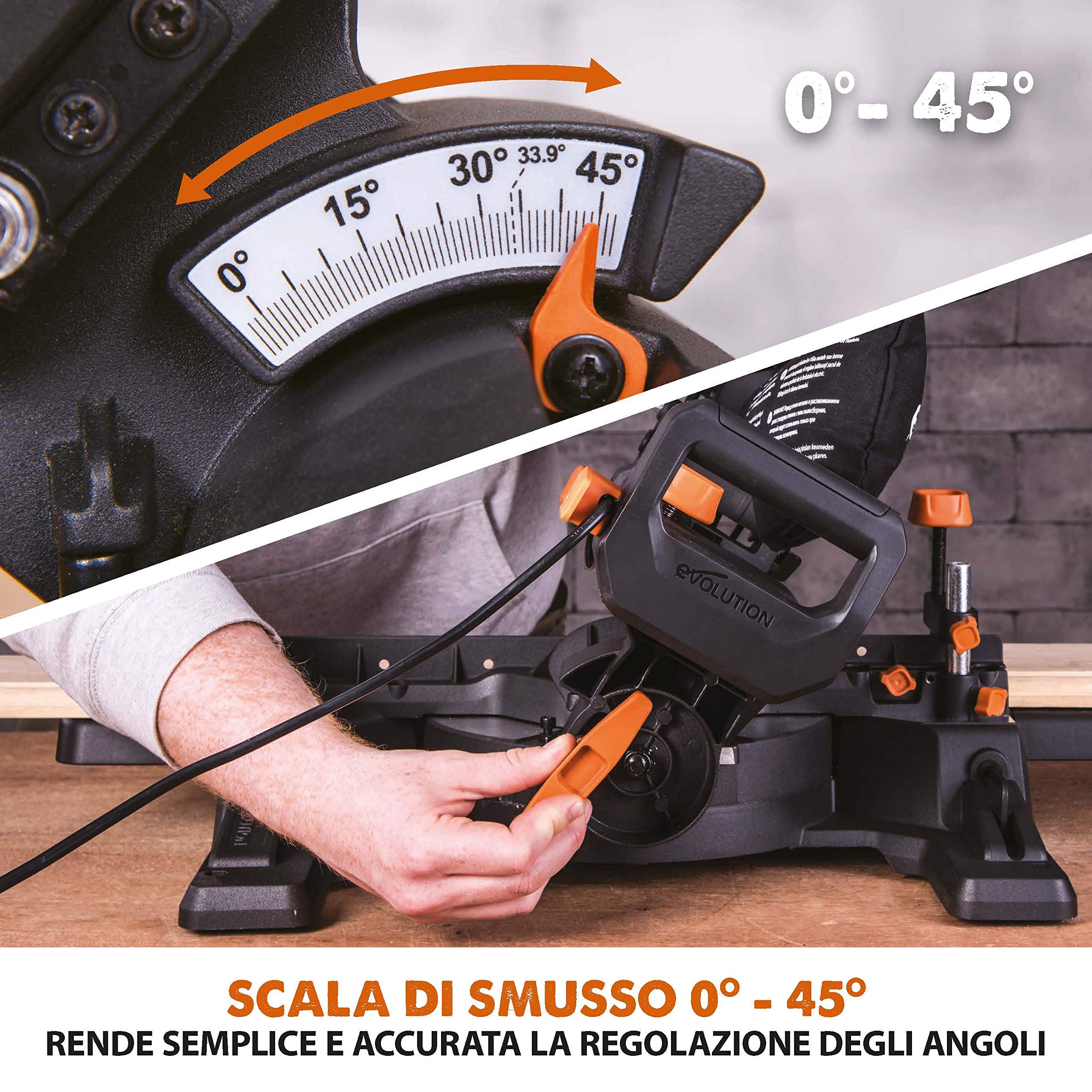 Evolution Power Tools 048-0032A R210SMS-300+ Troncatrice Radiale Scorrevole Multi-Materiale 210 mm con Pacchetto Plus, 230 V