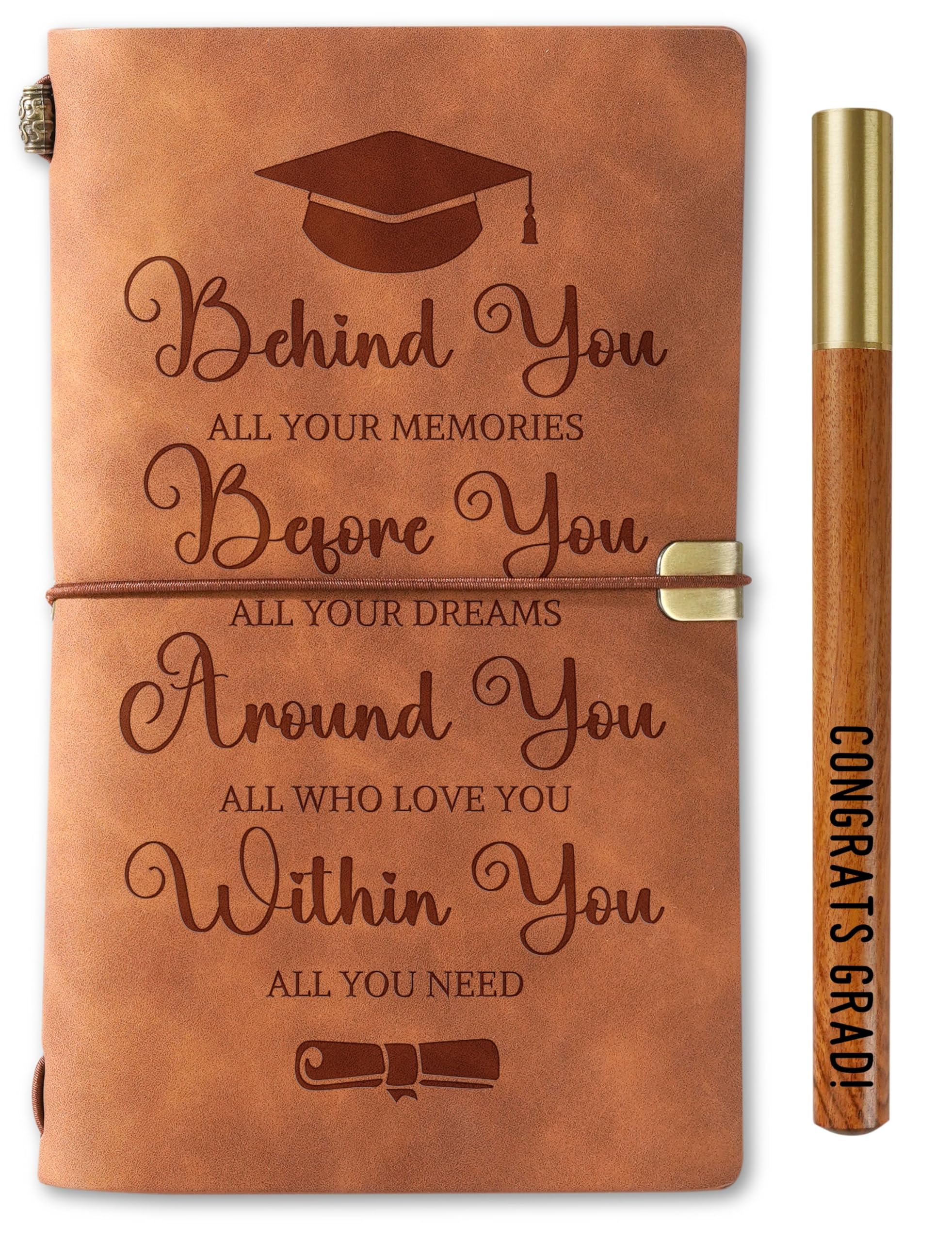 Photo 1 of InnoBeta Graduation Gifts 7.8"x5" Embossed Refillable Notebook with Pen, Perfect Graduation Gifts for Him & Her - Behind