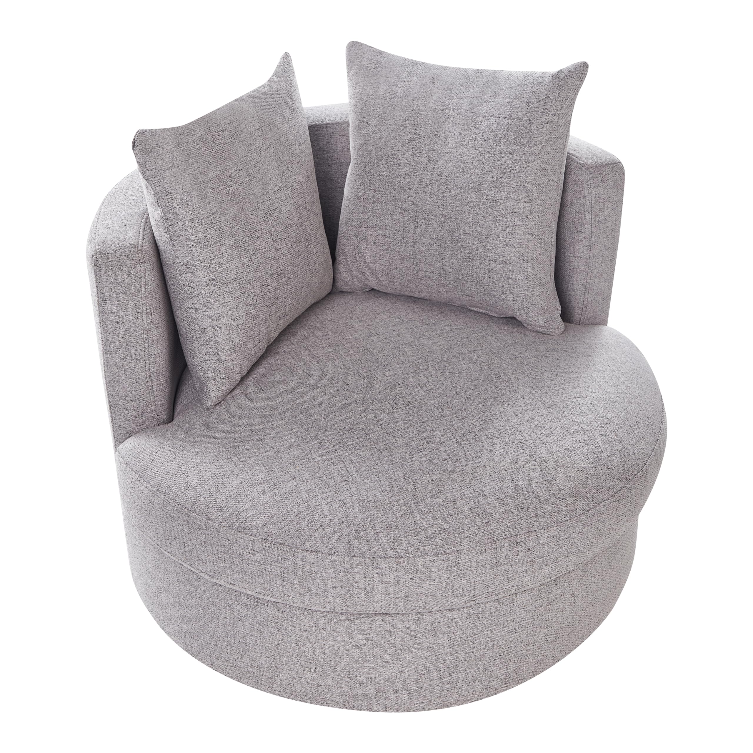 Beliani Sessel Stoff grau rund mit Drehfuntion 2 Kissen Metallgestell modern Dalby