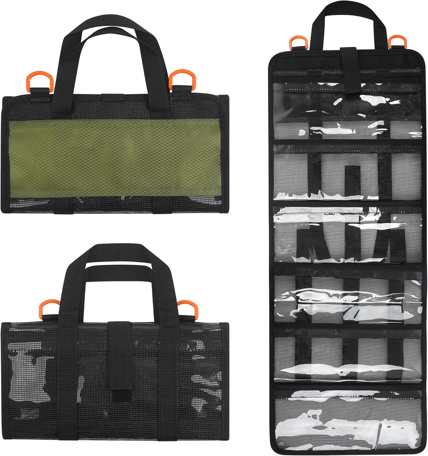 AGOOL Fishing Tackle Bag Lure Wraps 6 Pocket PVC Large Capacity Protective Lure Covers Waterproof Fishing Gear Storage Bag with Multiple Pockets for Fishing Lures Jigs Hooks Spinnerbaits