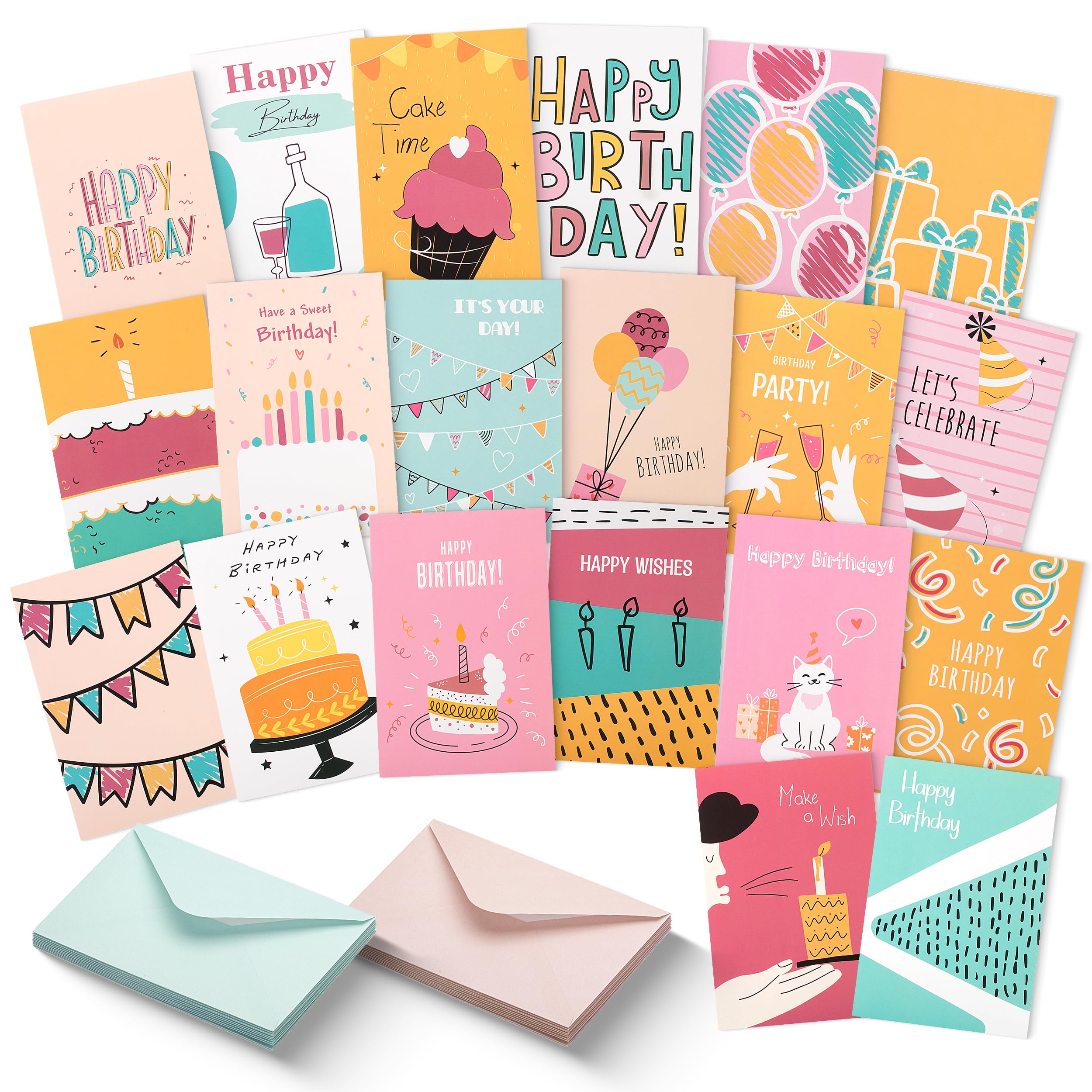 Mr. Pen Assorted Birthday Cards Pack - 20 Cards with Envelopes, 4 x 6 Inches