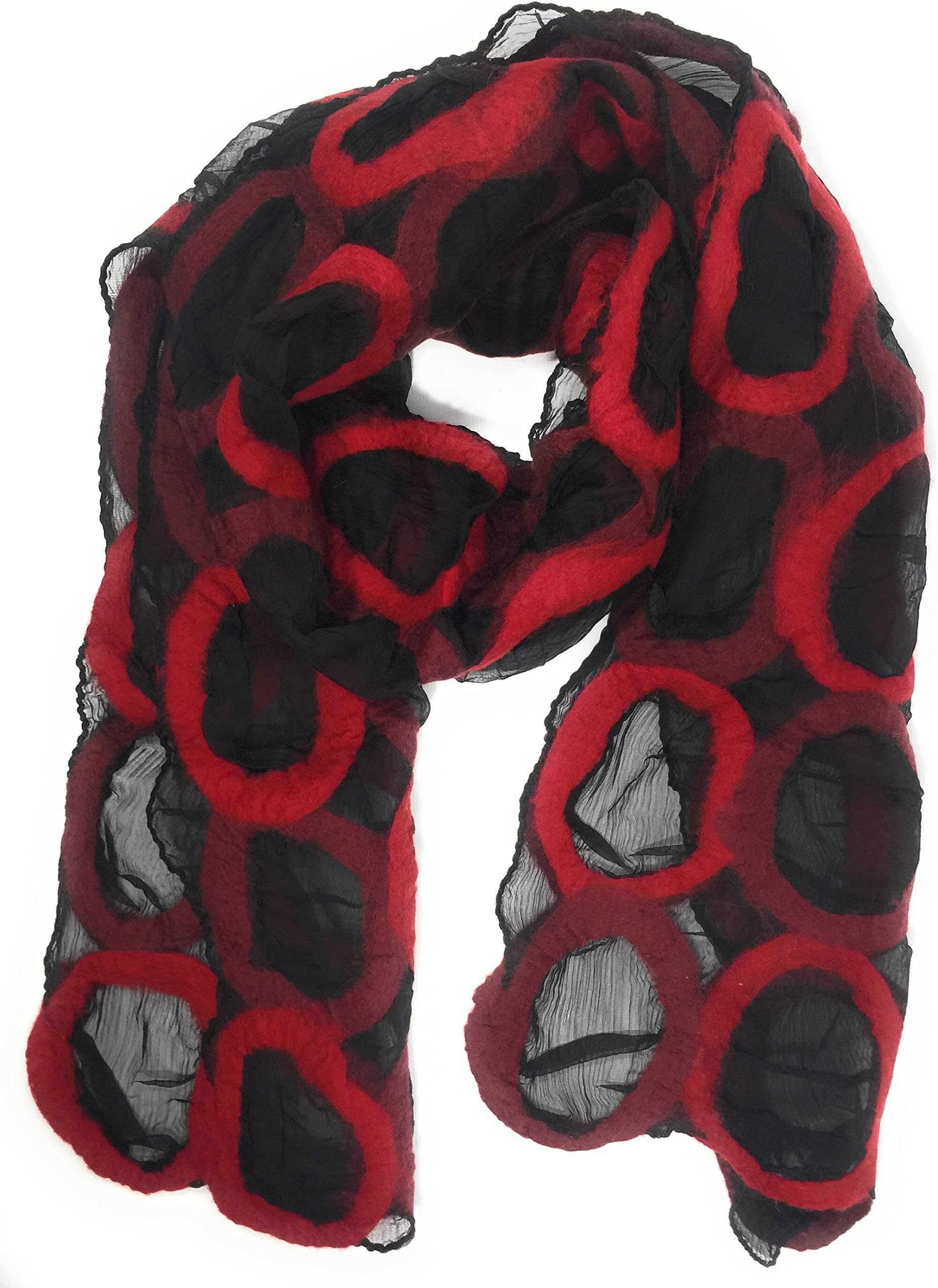 Handmade Felted Merino Wool Silk Long Art Ring Scarf