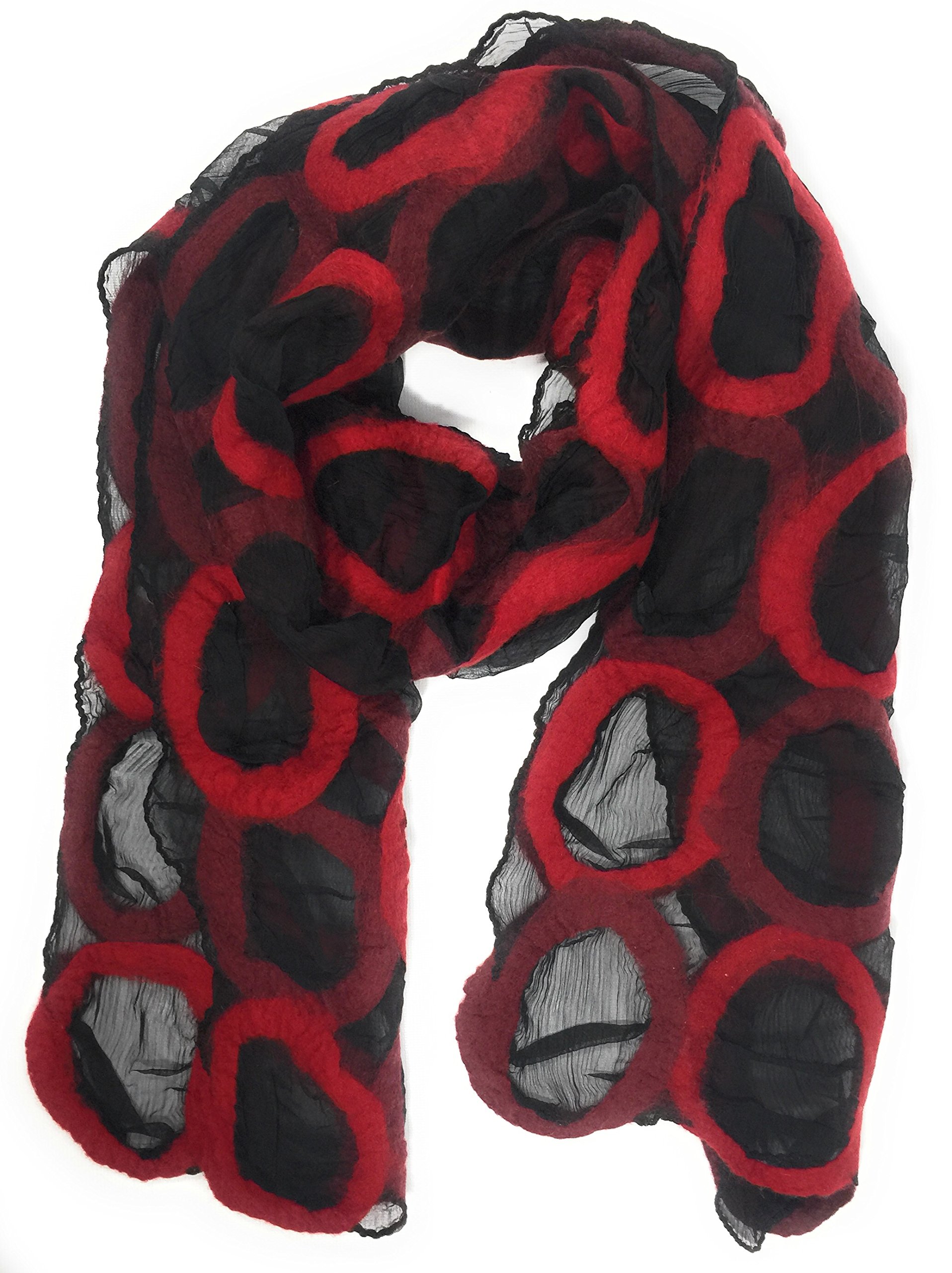 Handmade Felted Merino Wool Silk Long Art Ring Scarf