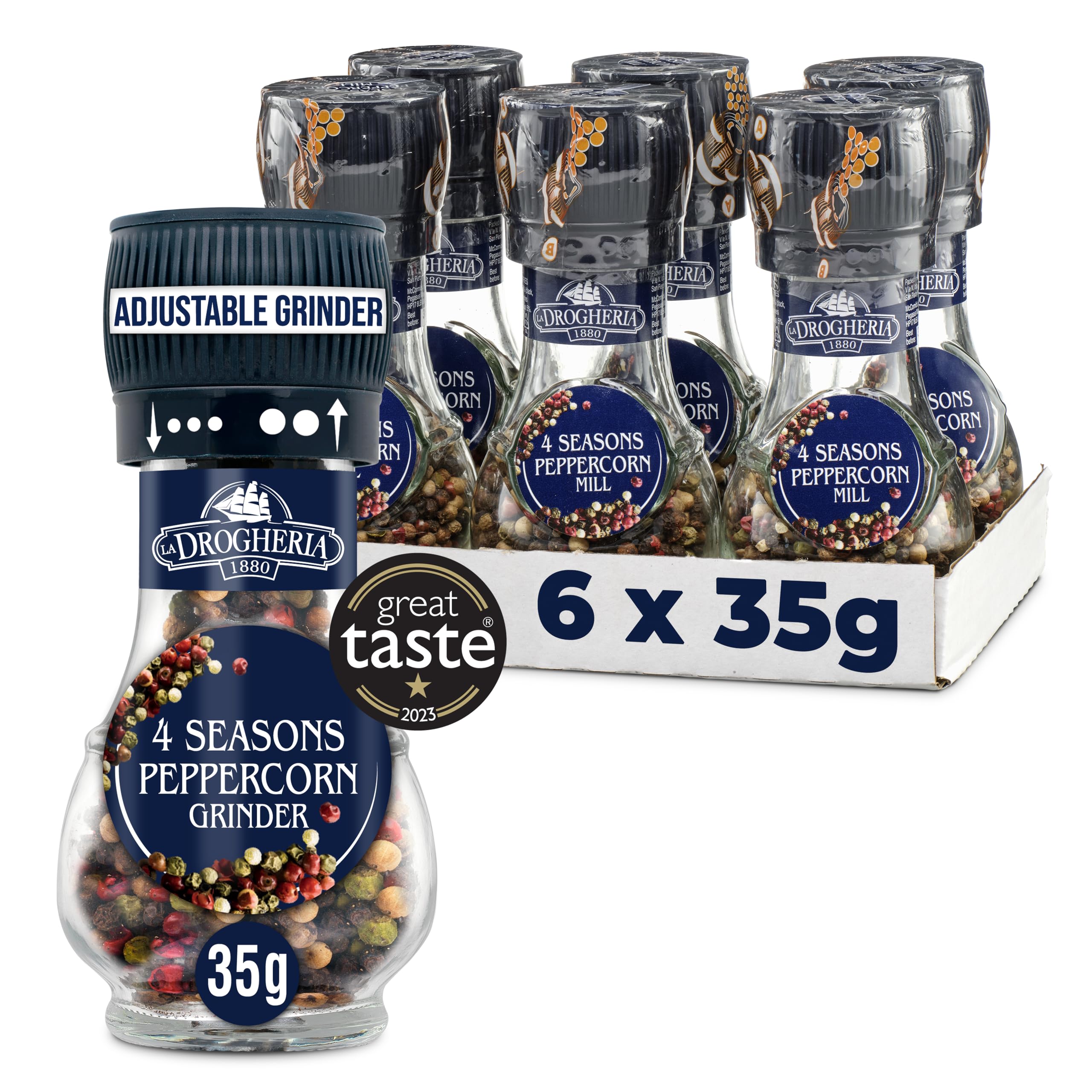 La Drogheria 4 Seasons Pepper Corns Adjustable Grinder 35 g,Pack of 6