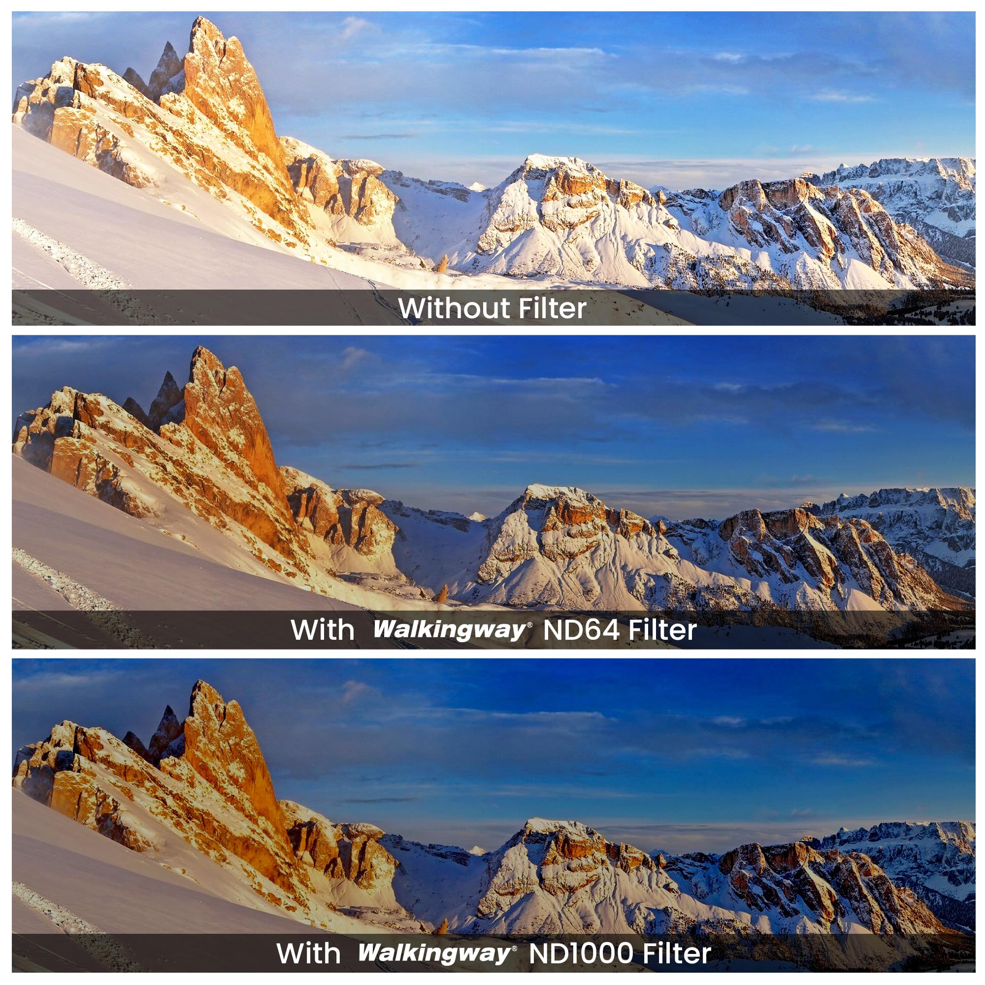 Walking Way Set Filtri 67mm ND64 + ND1000 + CPL – Include 3 Filtri per Fotografia Paesaggistica e Lunghe Esposizioni – Vetro Ottico Multistrato, Ultra Sottile, con Custodia