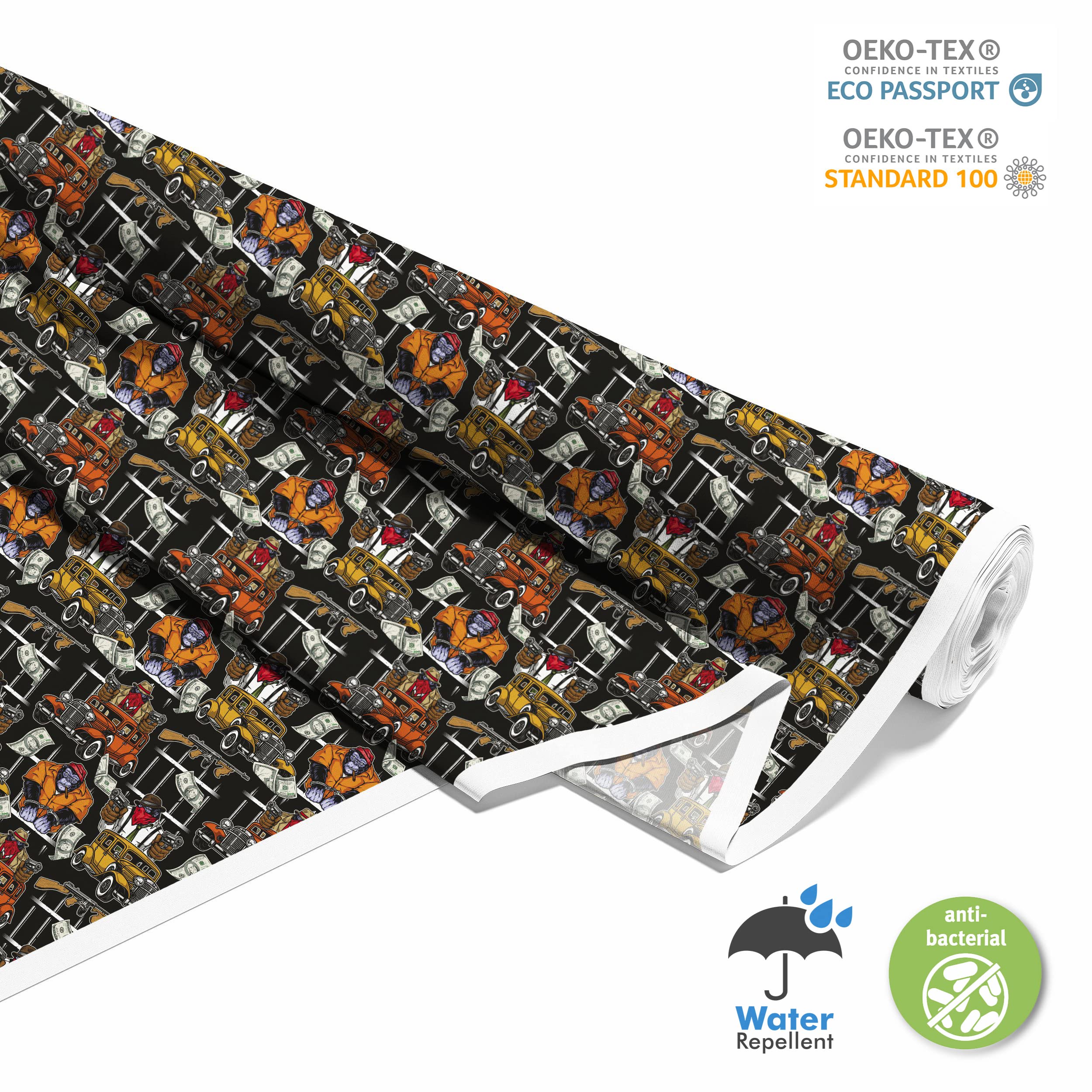 HEKO PANELS Oxford Wasserdichte Meterware Canvas-Stoff Polyester Zum Nähen Möbelstoffe Dekostoffe Handwerken Wasserabweisend Blickdicht Mafia Comics 5 Meter 155 x 500 cm