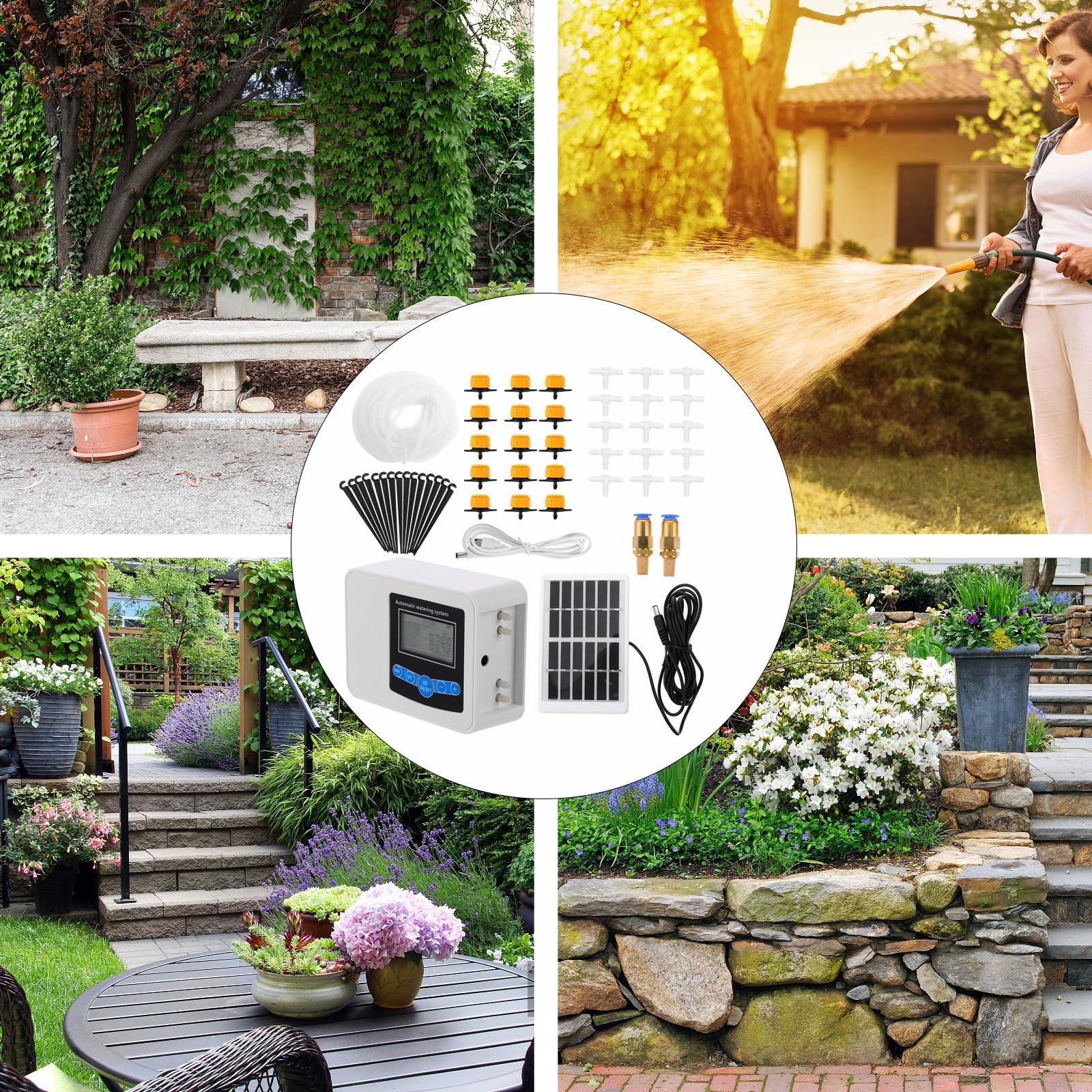Timer Irrigazione Giardino Doppia Pompa Pi67 per Fiori, Display Digitale