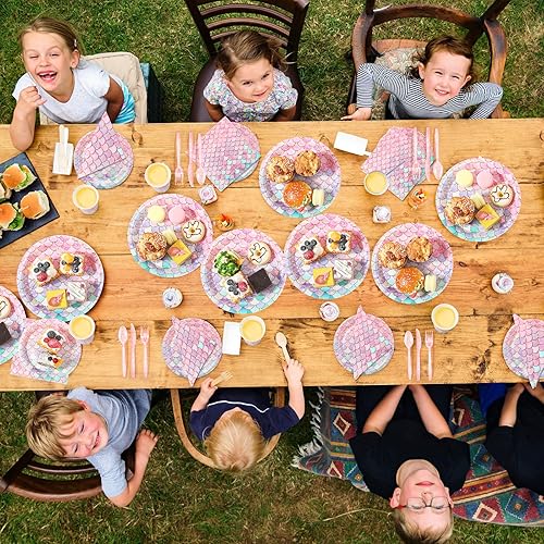 Miniatura 4 de SiliFine Juego de vajilla desechable de 336 piezas, incluye platos de papel de 7 pulgadas, 9 pulgadas, servilletas, vasos de papel, cuchillos de