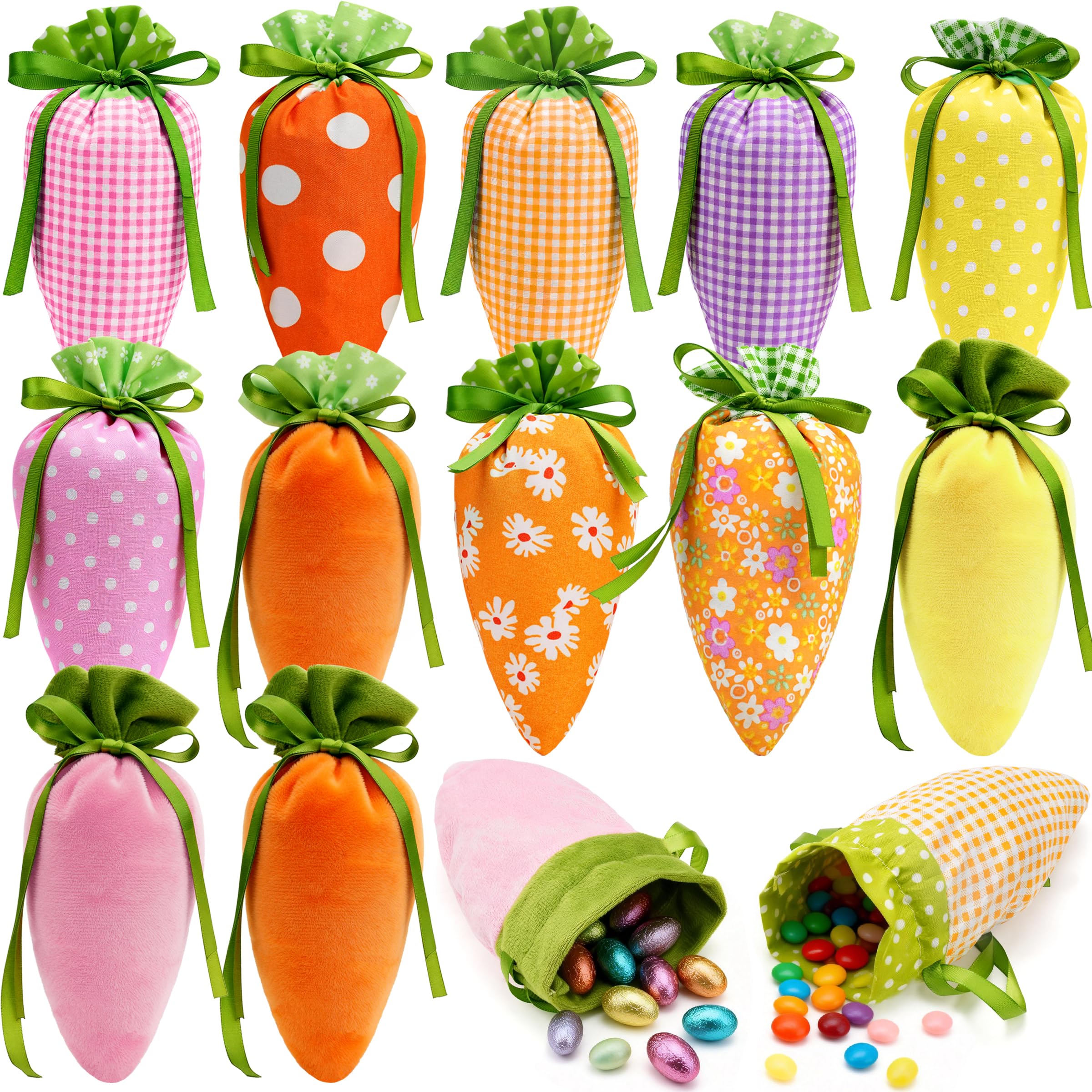 Ostertüten zum Befüllen, Ostern Karotte Tasche, Osterbeutel Stoff, Osterkörbchen zum Befüllen Bonbons, Kekse, Snacks, Ostereier zum Befüllen Geschenken Partyzubehör (Mehrfarbige)