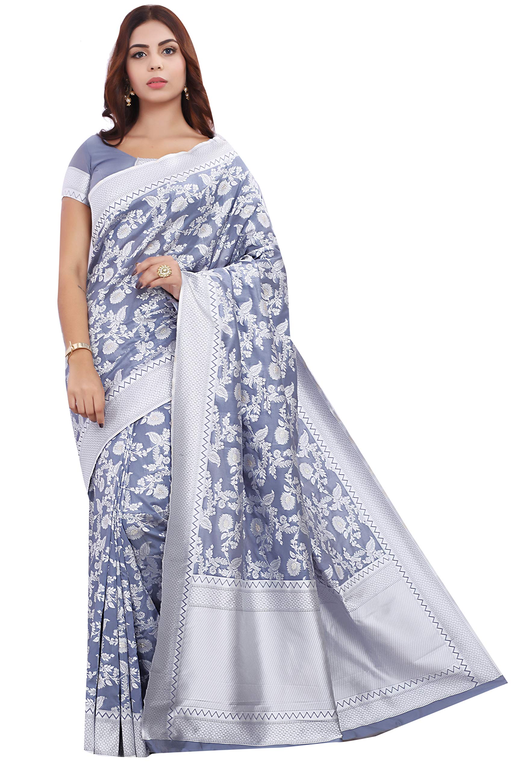 Glory SareesWomen's Banarasi Artificial Silk Saree With Blouse Piece