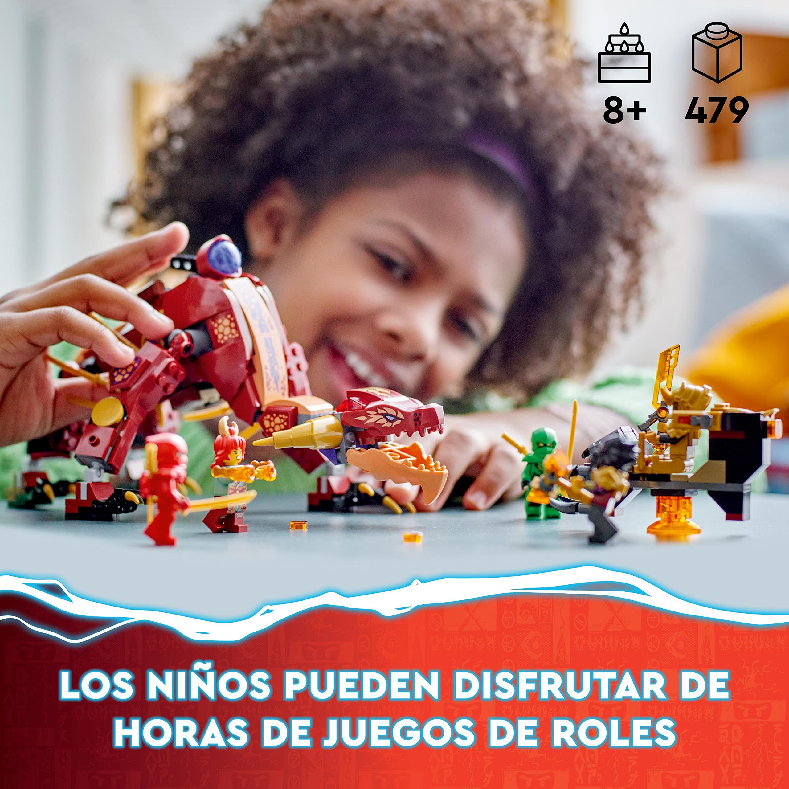 LEGO 71793 Ninjago Dragón de Lava Transformer Ola de Calor, Set de Juguete de la Serie de Televisión El Renacer de los Dragones con Figura de Criatura Mítica, con Las Minifiguras de Kai y Lloyd