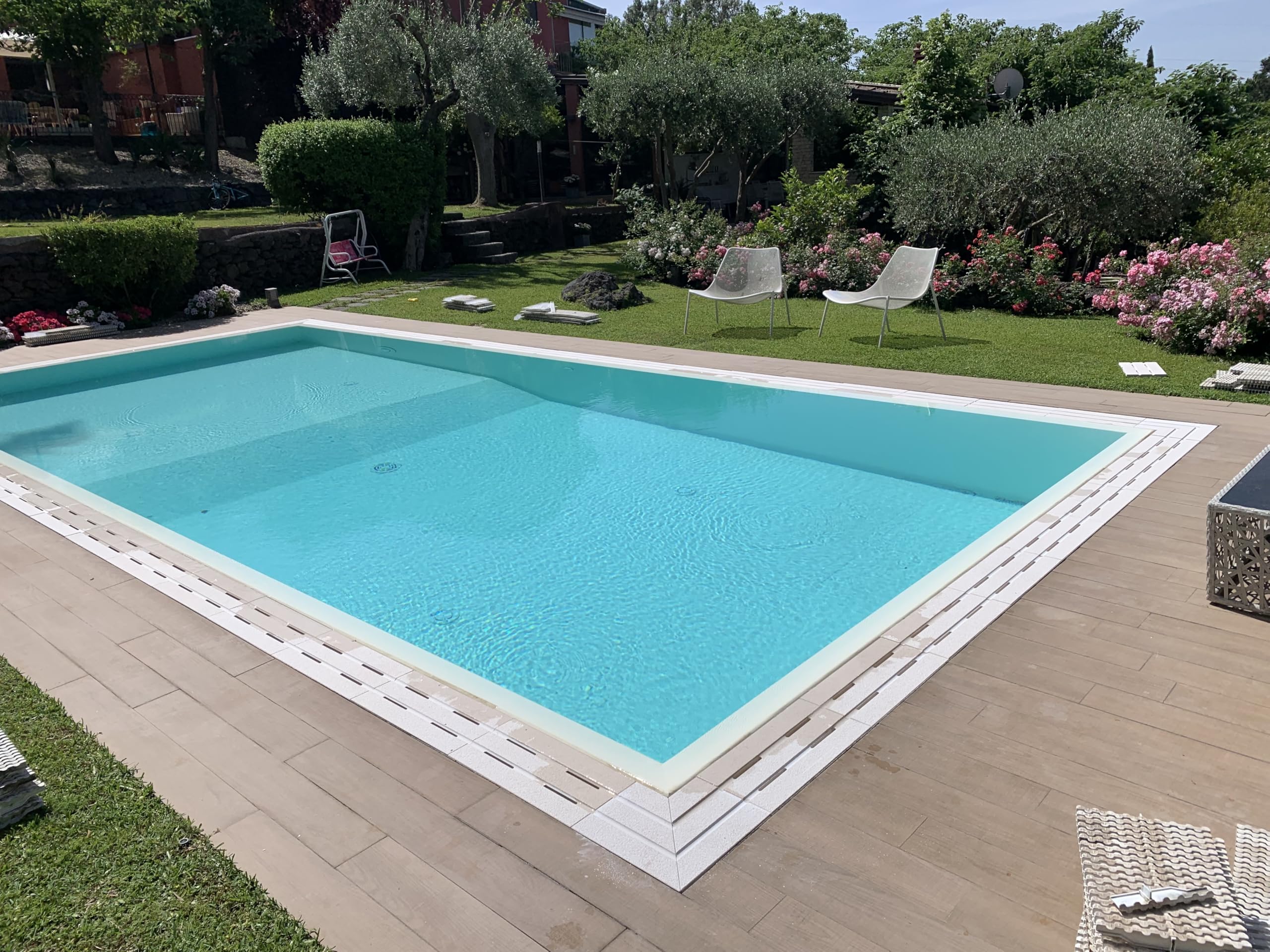 AZF MARMI Griglia per Piscina in Pietra Naturale 50x24 cm, 3 cm di Spessore, Beige, Ad Incastro, 1 Pezzo