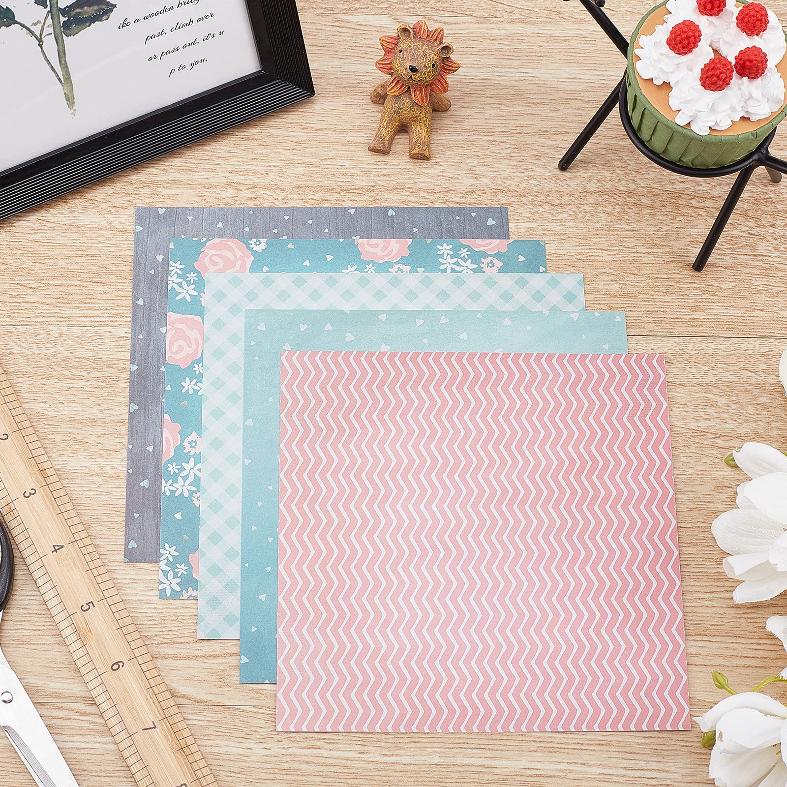 GORGECRAFT 24 Fogli Carta Modello Confezione Floreale Cartoncino Carte Pad Decorativo Scrapbook Cartoncino Collezione Monofacciale Fantasia 6x6 Scrapbooking Album Fotografico Vacanza Fai Da Te Retro