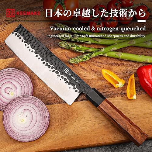 Miniatura 18 de KEEMAKE Cuchillo de pelar japonés de 4.5 pulgadas, cuchillo de cocina pequeño japonés de acero inoxidable 440C, cuchillo de frutas afilado con mango