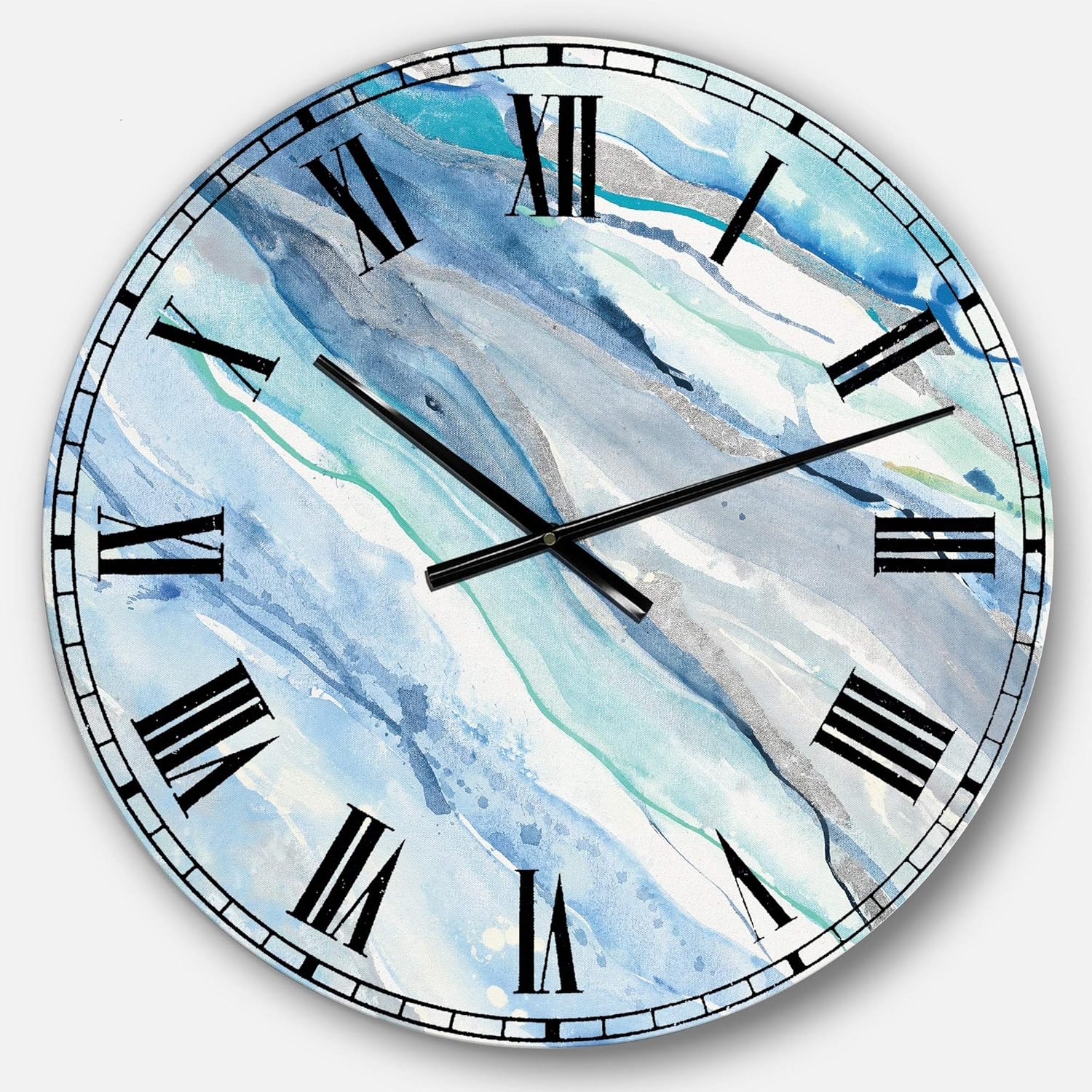 Design Art Designart 'Blue Silver Spring II' Modern Lake House Oversized Wall Clock 23 in. Wide x 23 in. high