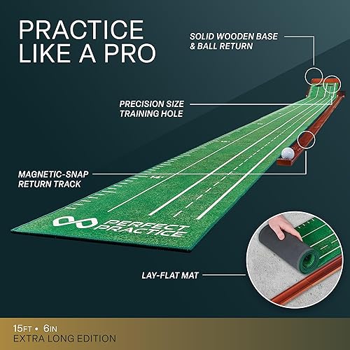Miniatura 2 de Perfect Practice Putting Mat – Indoor Putting Green for Home & Office – Golf Training Aid for Putting Practice – Premium Golf Putting Mat with