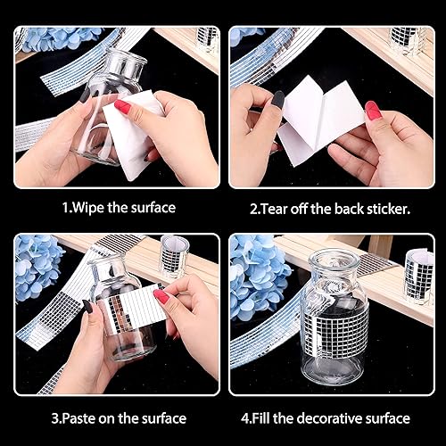 Miniatura 5 de PP OPOUNT 4520 azulejos de mosaico autoadhesivos, azulejos de bola de discoteca de 0.197 x 0.197 in, azulejos de espejo para manualidades pequeñas