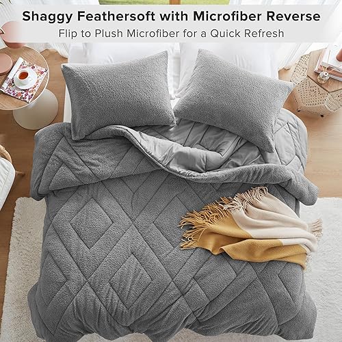 Miniatura 4 de Comfort Spaces Juego de edredón reversible de felpa suave y reversible para cama tamaño Queen para todas las estaciones, edredón ligero de forro