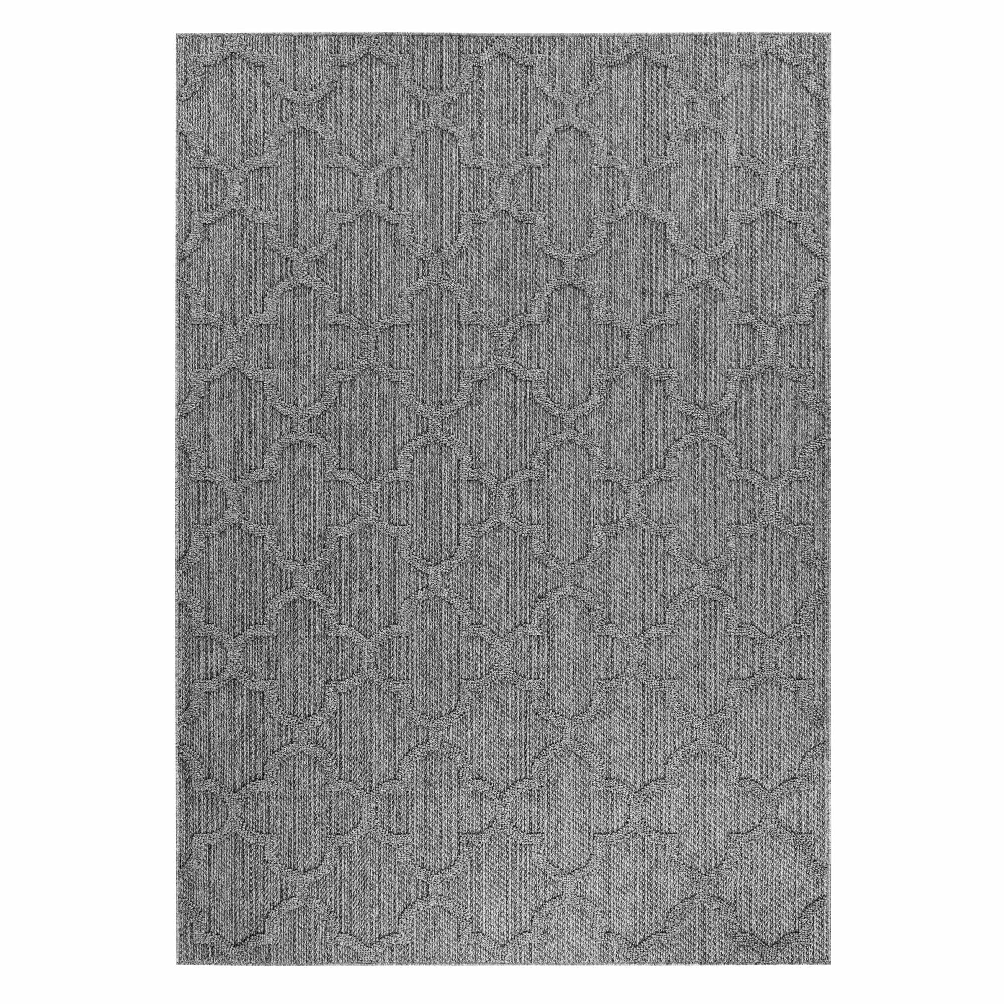 Carpetsale24 In & Outdoor Bouclé Teppich Läufer wetterfest Grau 80x250 cm Skandinavisches Design 3D Hoch Tief Effekt ideal für Flur Balkon oder Terrasse
