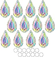 Vista 10 de HDCRYSTALGIFTS 12 Piezas 50mm Prismas de Cristal de Bauhinia Coloridos Colgantes de Ornamento Bauhinia Prismas de Arco Iris para Colgar Prismas