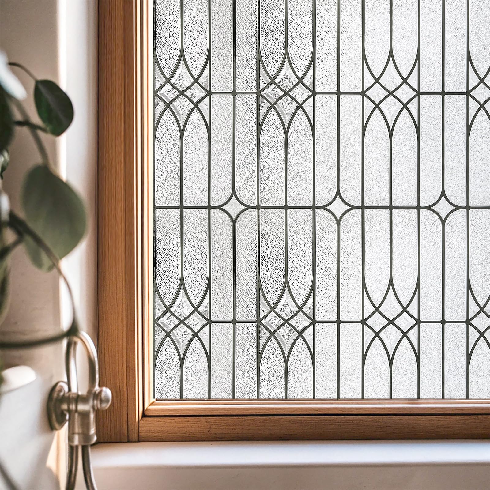 Stained Glass Window Film Privacy for Glass Windows, Window Privacy Film UV Blocking Static Cling for Home Kitchen Office Bathroom,Dusseldorf 90x200CM — image 1