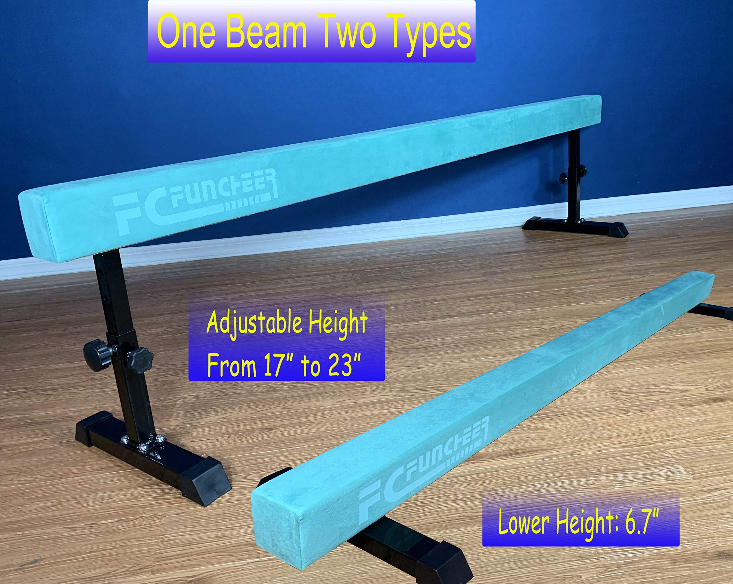 FC FUNCHEER 8FT Adjustable Balance Beam, High and Low Level Gymnastics