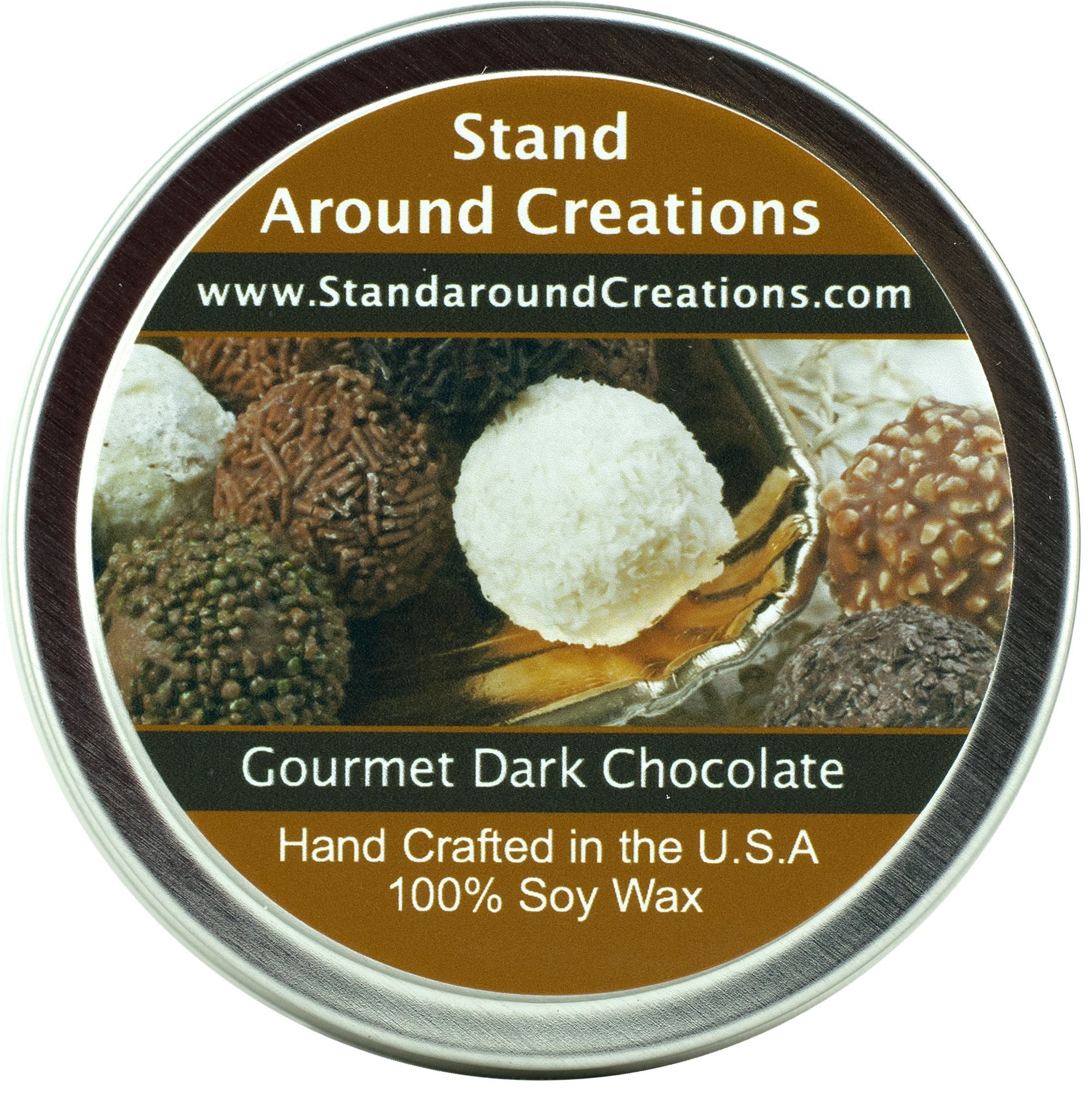 Premium 100% All Natural Soy Wax Aromatherapy Candle - 8oz. Tin: Gourmet Dark Chocolate - A Rich, Slightly Bitter Aroma of Gourmet Dark Chocolate .Naturally Strong, Highly Scented.
