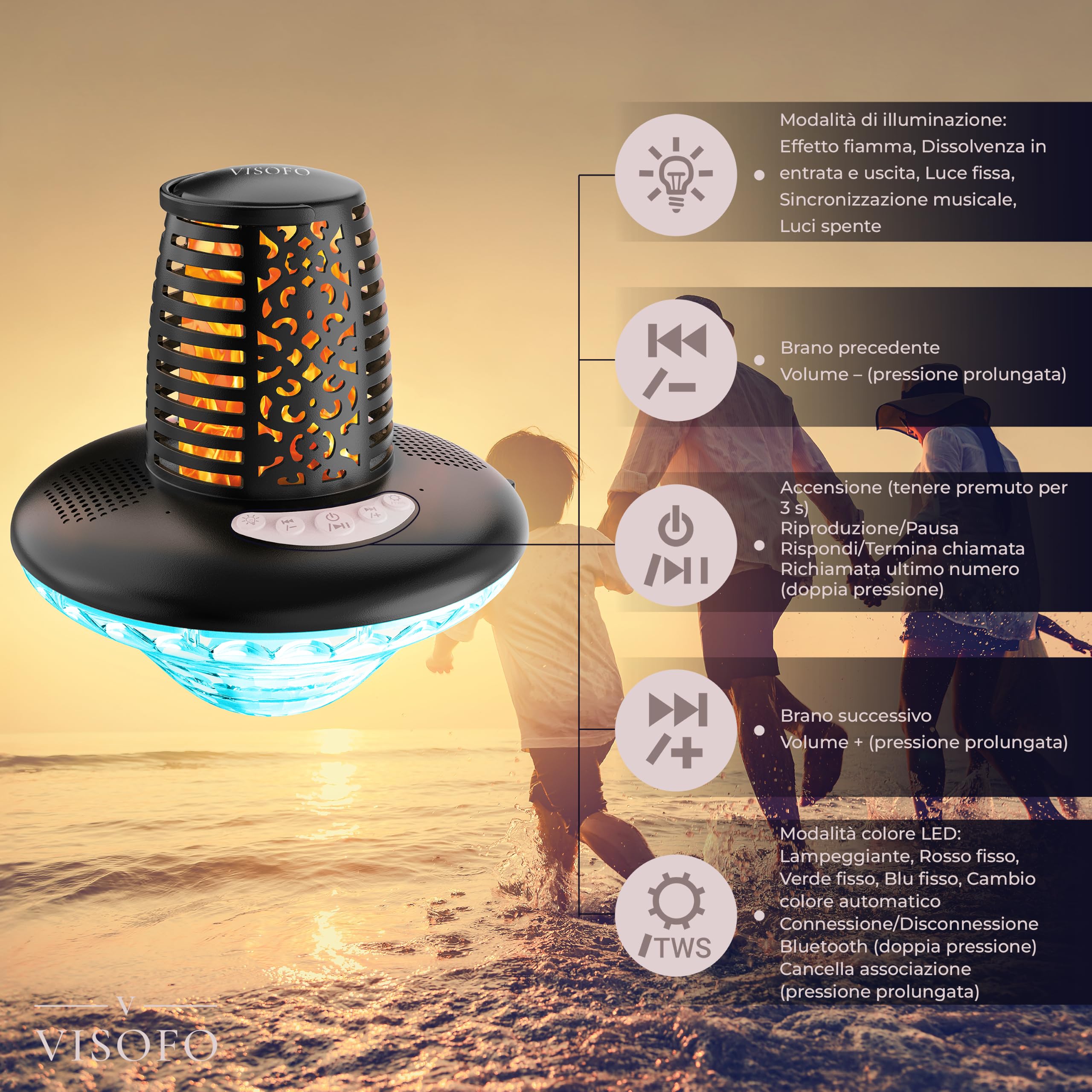 VISOFO Altoparlante galleggiante per piscina Bluetooth con luci | Accessori per piscina fuori terra e interrato nuoto impermeabile IP68 Vasca idromassaggio all'aperto Patio Offerte Wireless Cool Stuff