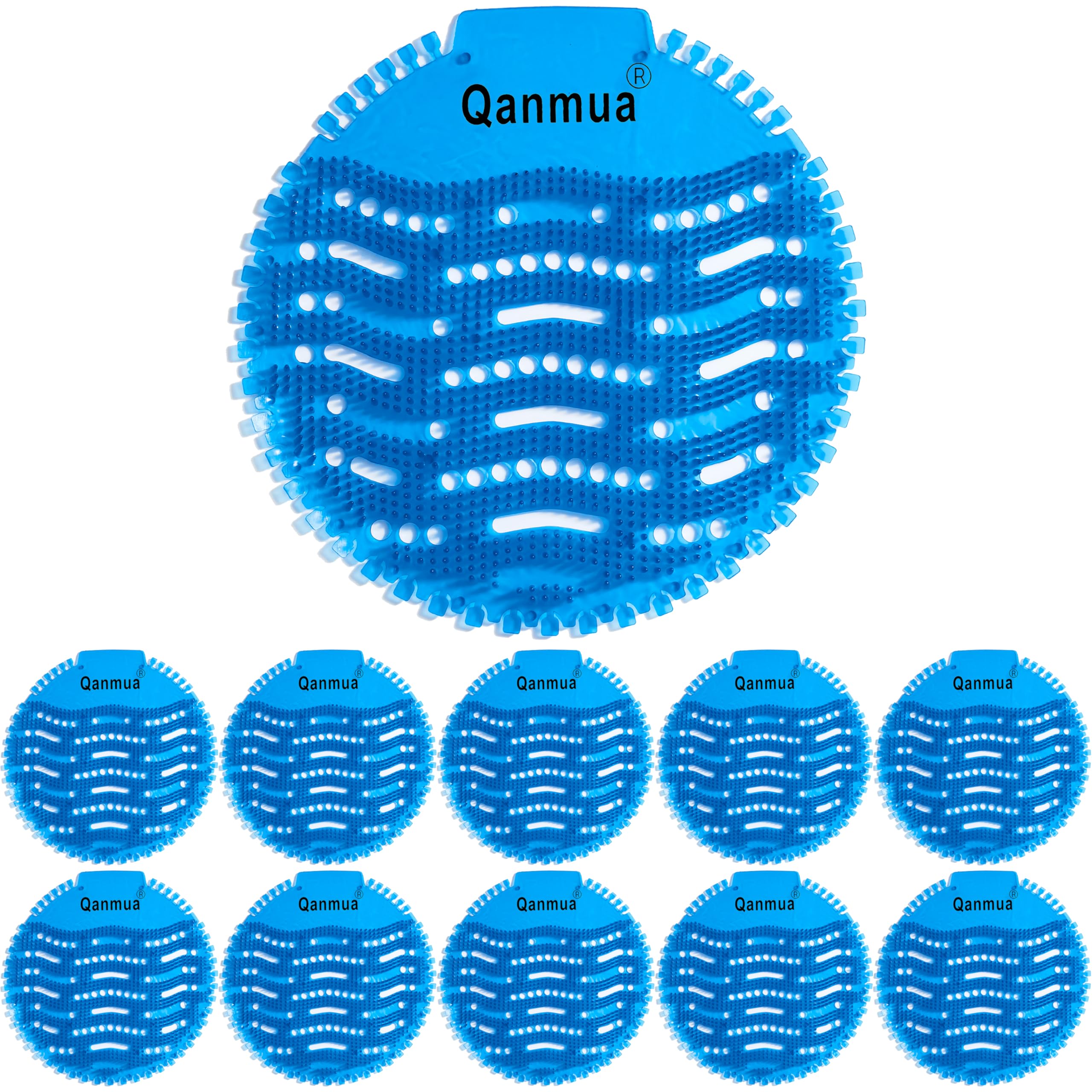 Qanmua 10 pezzi Schermi per orinatoi, tappetini per orinatoi Tappetino per deodorare gli orinatoi, schermo per orinatoi per alberghi uffici ristoranti e scuole Anti-spray e Anti-odore Blu
