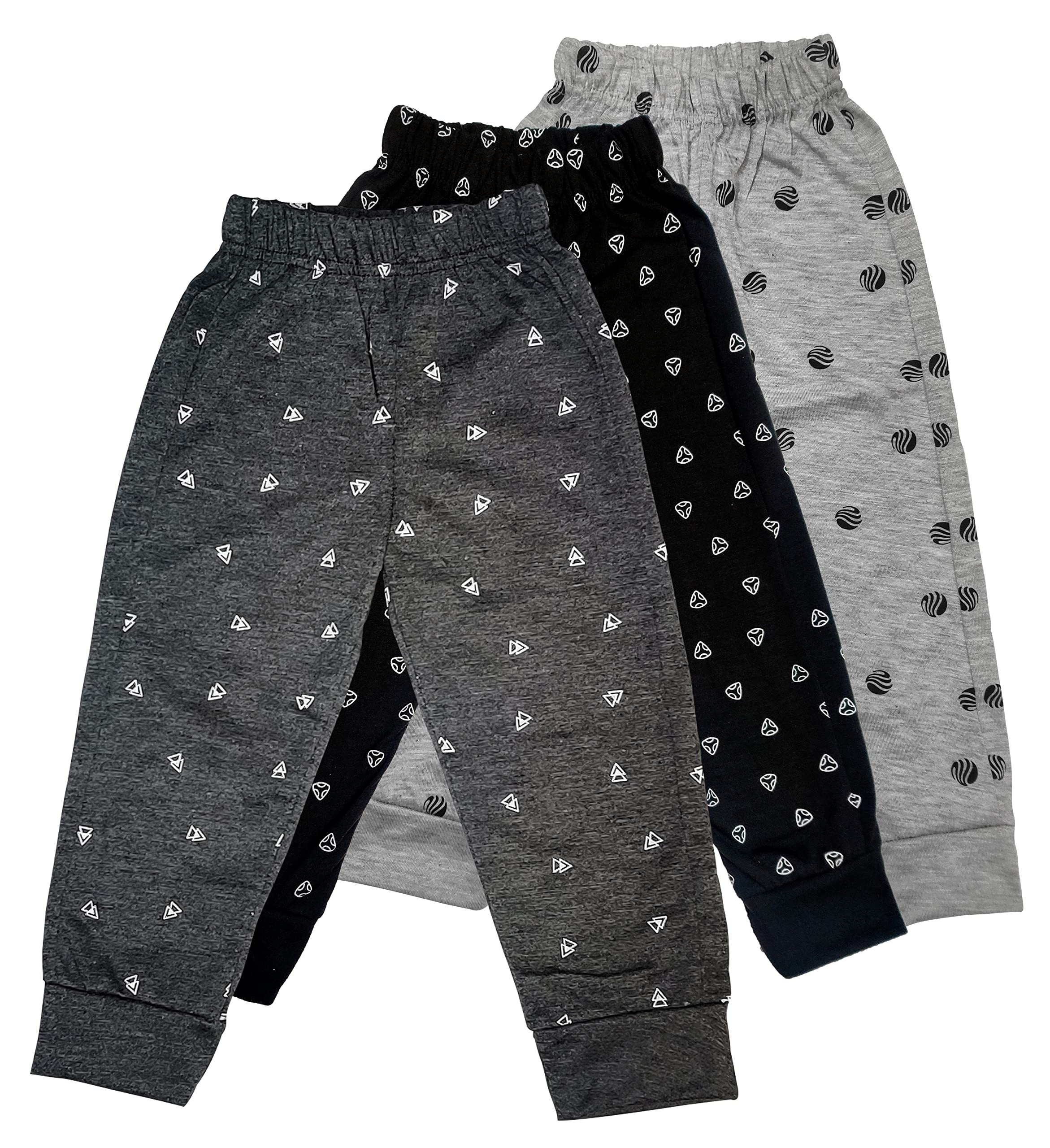 SurfBae Cotton Solid Track Pant for Boy's & Girl's | Playwear Pants for Kids Loose Fit Pants for Unisex Pack of 3 (DGB-110.101.103 Multicolor)