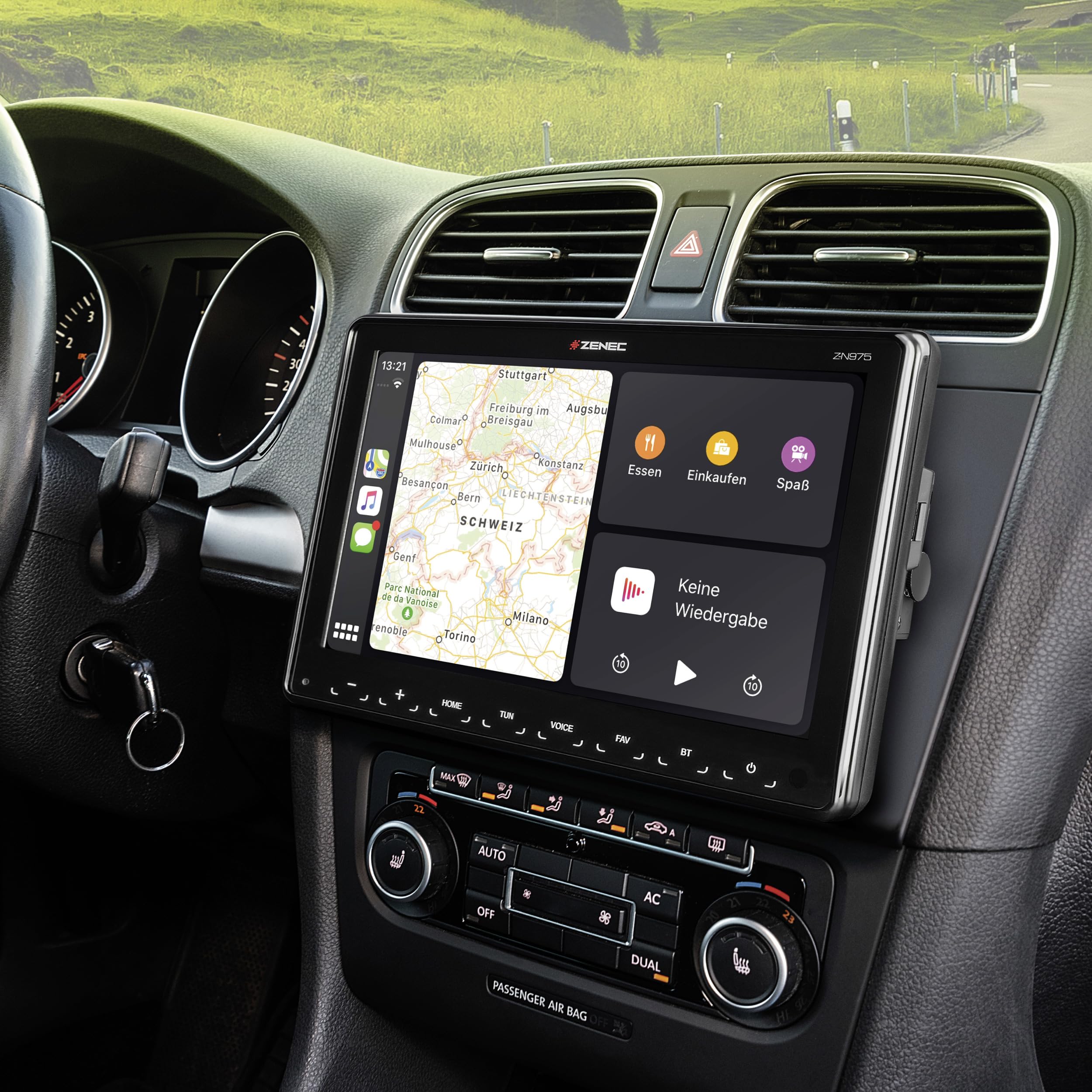ZENEC Z-N975 – radio samochodowe 1-DIN, system multimedialny z ekranem dotykowym 9"/22,9 cm, centrum multimedialne z DAB+, bezprzewodowym systemem Android Auto/Apple CarPlay, DAB+, USB, możliwość