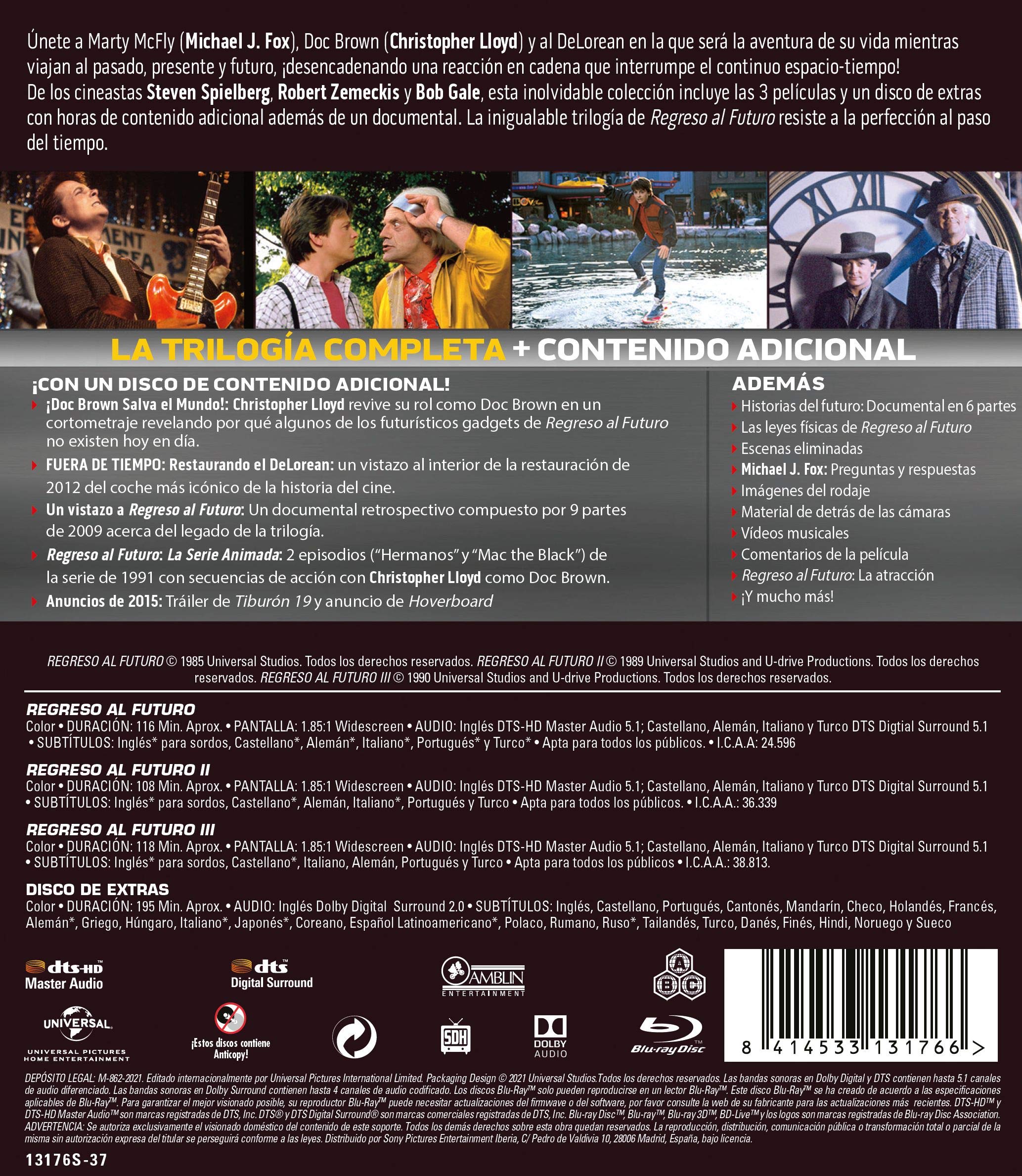 Colección Piratas del Caribe - Películas 1-5 Regreso al futuro 1-3 Extras)