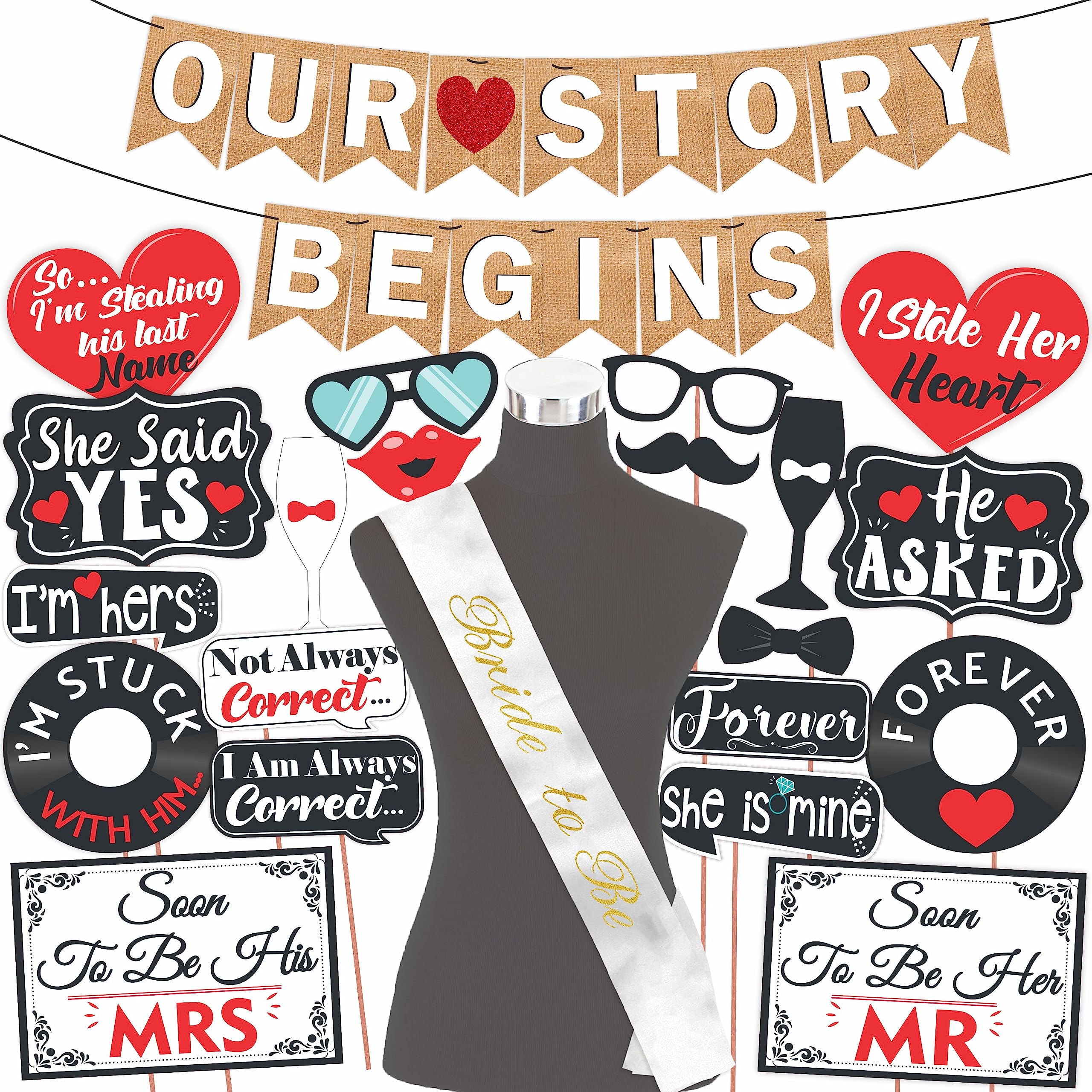 Wobbox Pre Wedding Decoration Items, Pre Wedding Props for Photo Shoot, Pre Wedding Props, Pre Wedding Shoot Props (23 Pcs Combo LC)