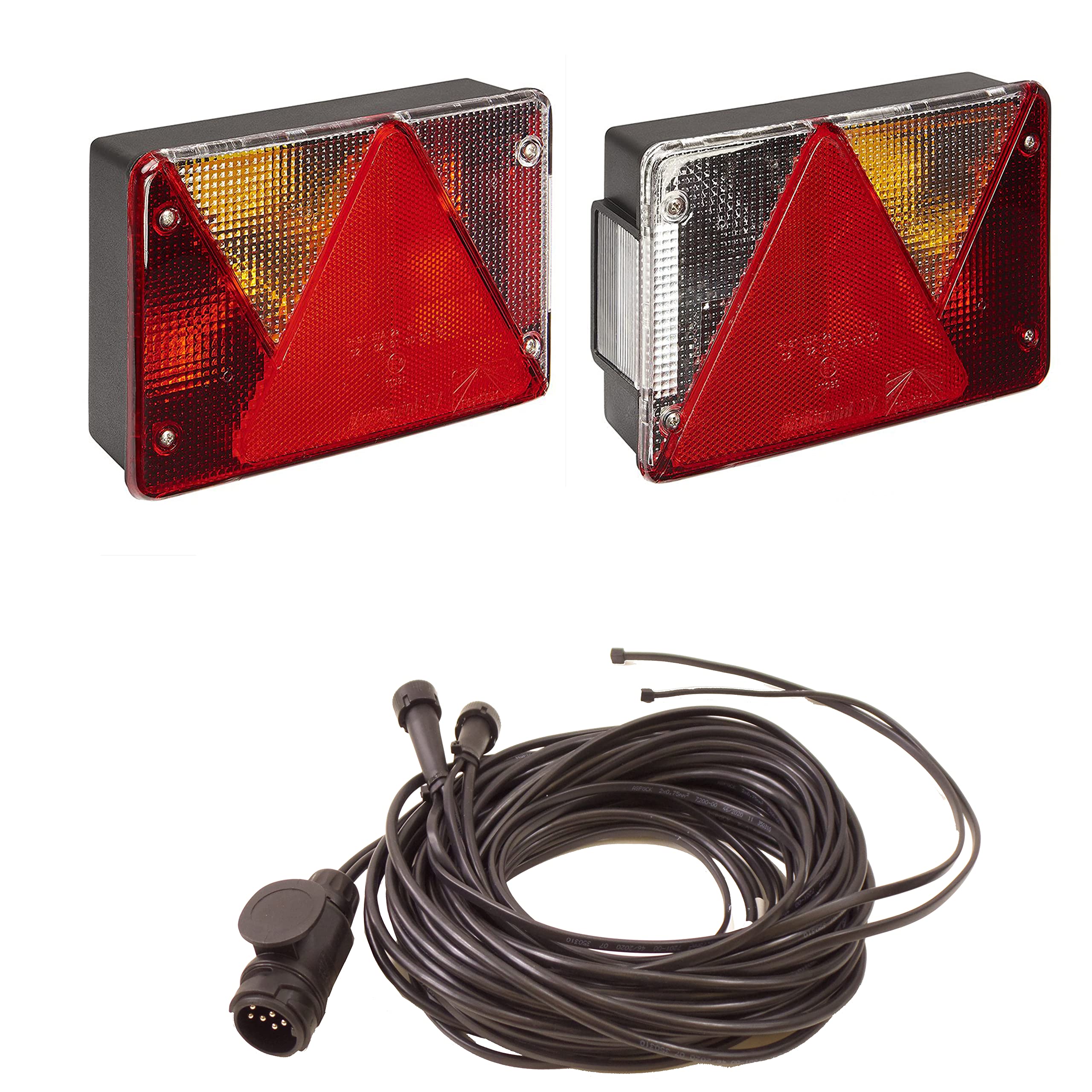 Anhänger - Rückleuchten - Heckleuchten Multipoint IV - Kabelbaum - Kabelsatz 6 Meter + DC Kabel 4,5 Meter, 13 pol