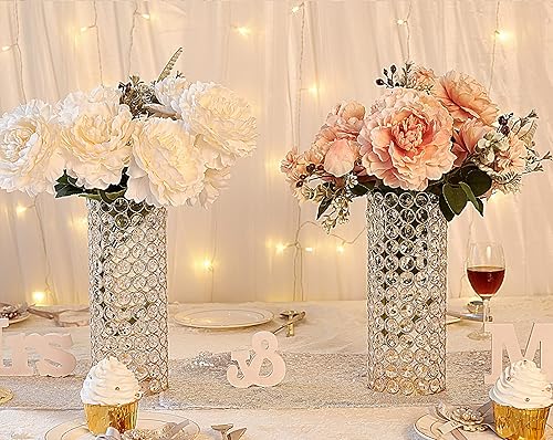 Miniatura 8 de 2 portavelas de metal de cristal dorado para centros de mesa, 10.4 pulgadas de alto, portavelas de huracán Blingbling de 10.4 pulgadas de alto,